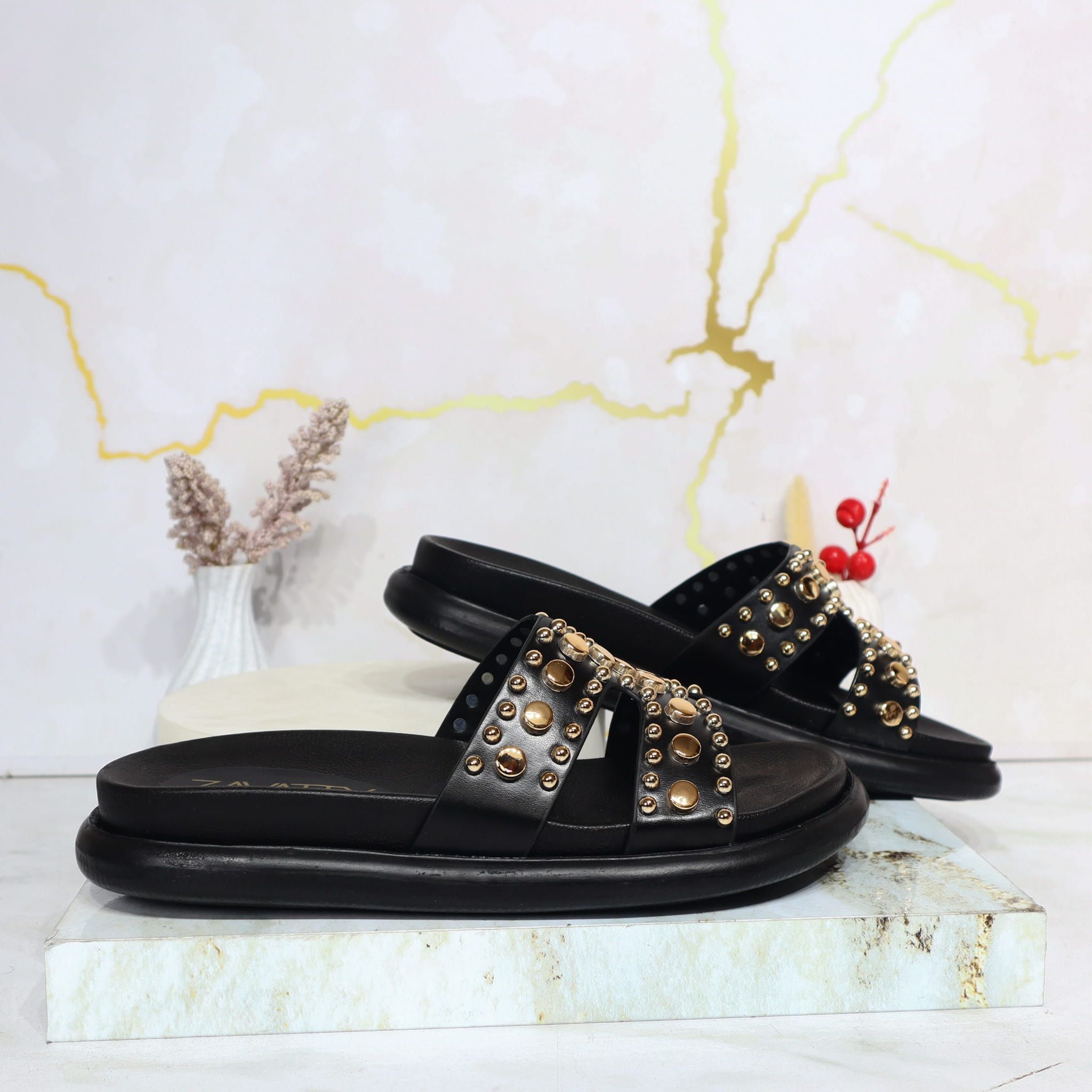 Sandalia canoa negro para mujer H01-Z723