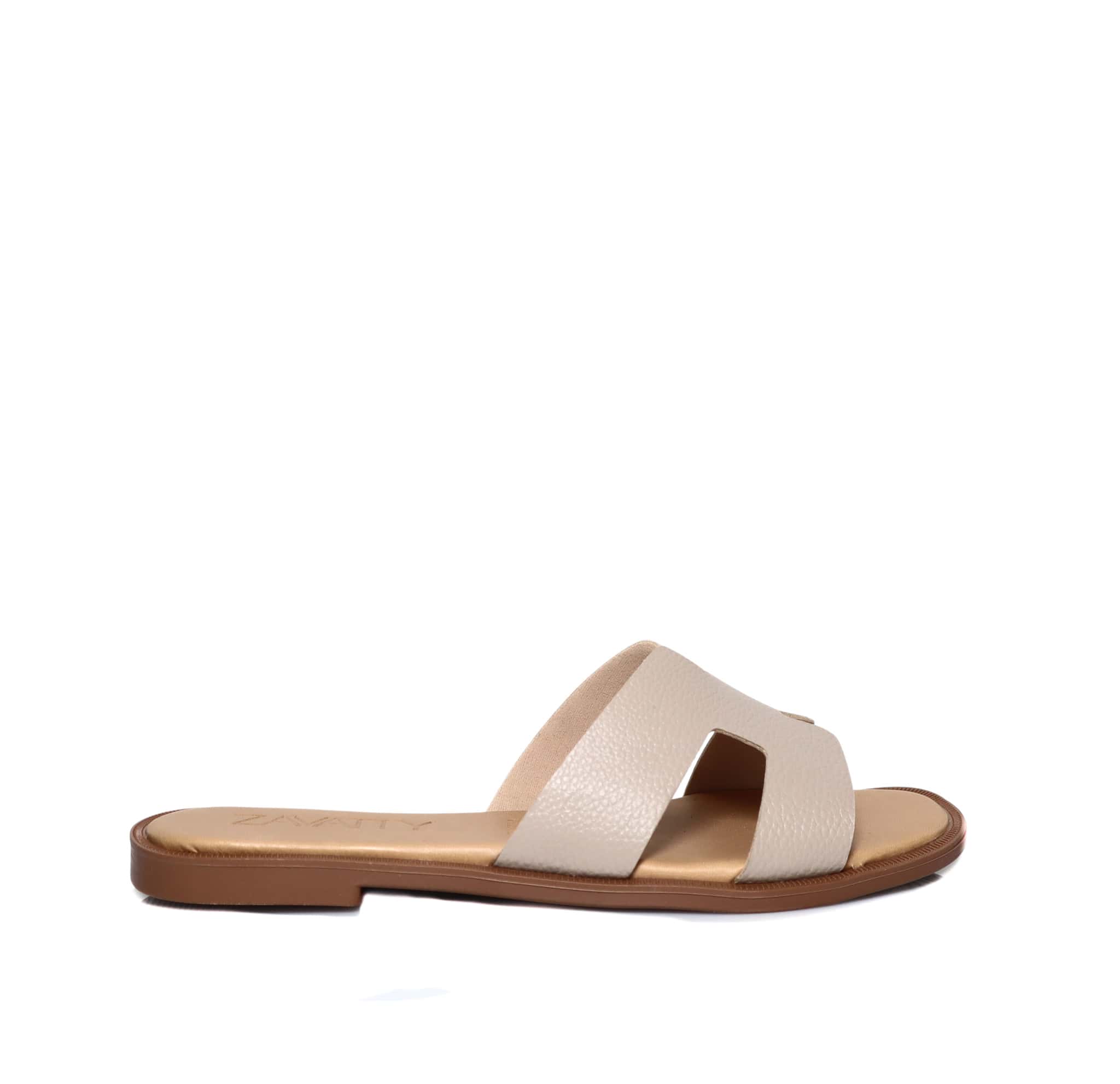 Sandalia plana crema cuero para mujer HERMES-Z19