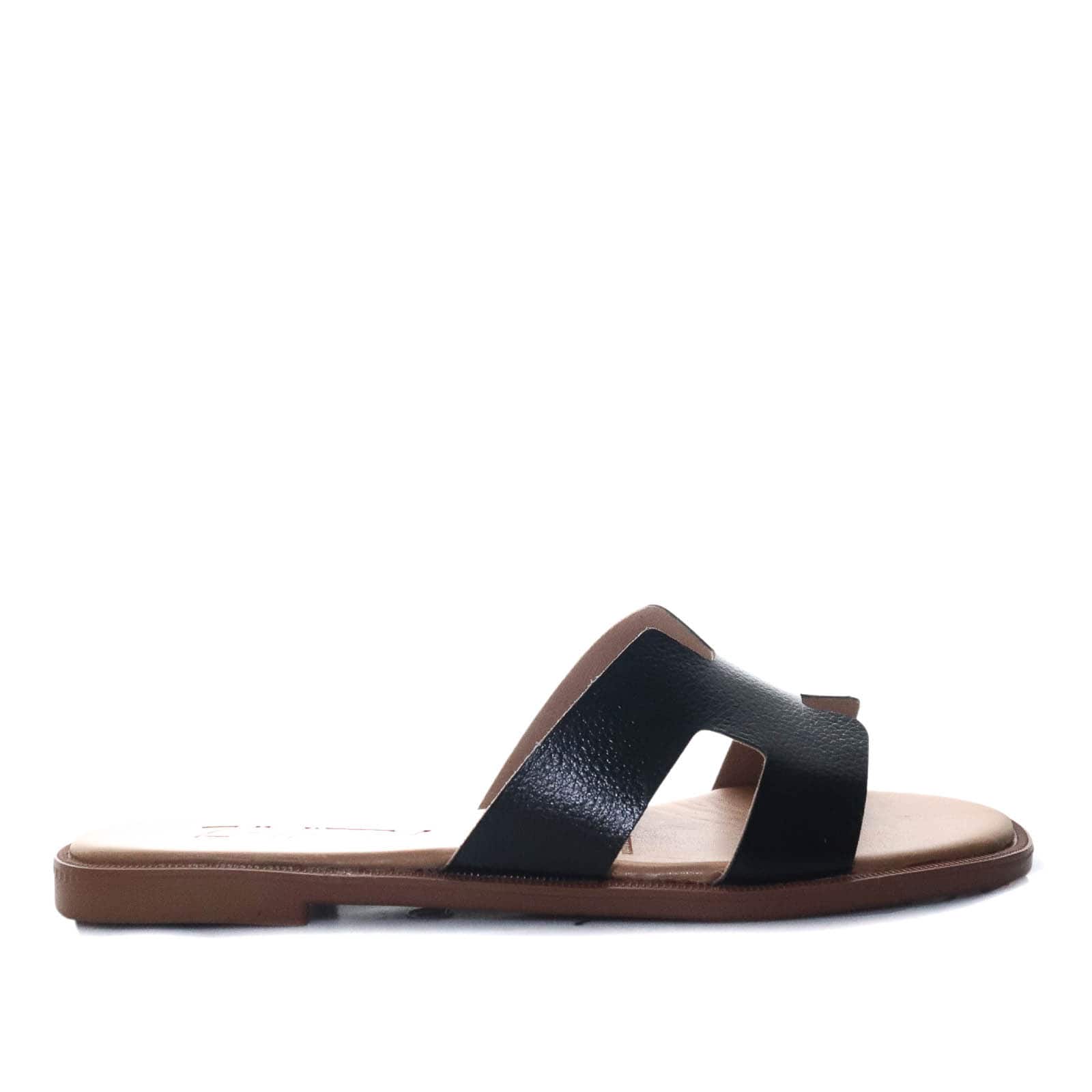 Sandalia plana negro para mujer HERMES-Z19