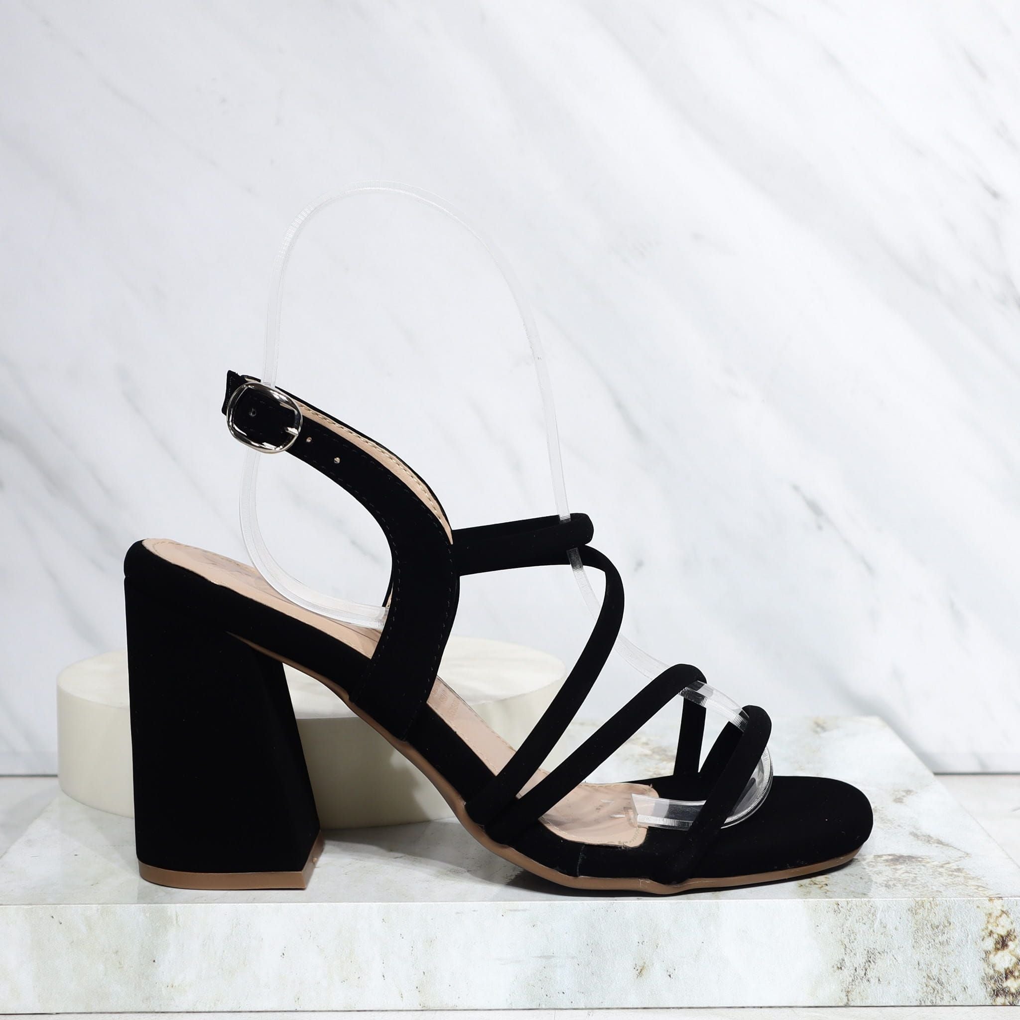 Sandalia tacon negro nobuck para mujer J162-Z471