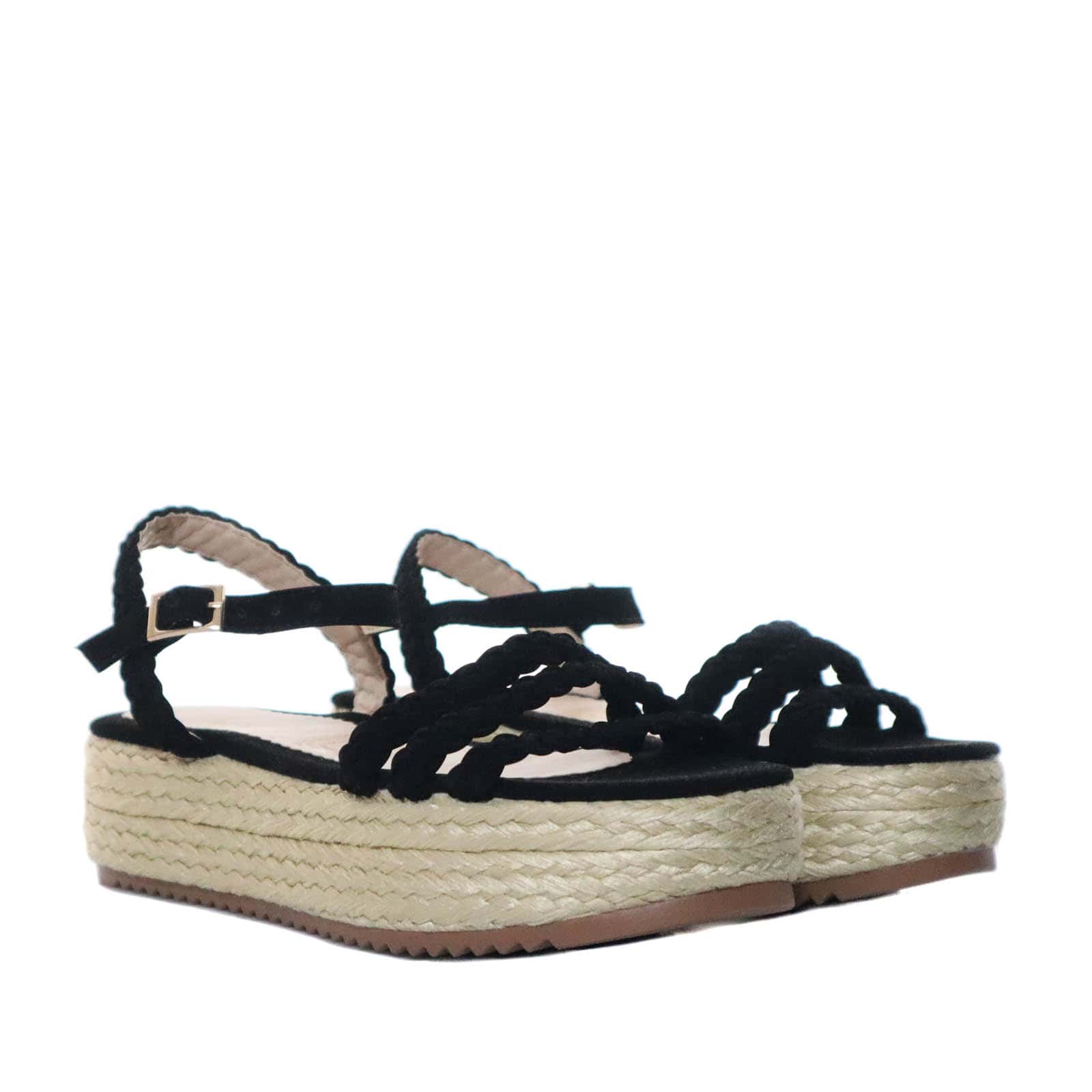Plataforma baja negro nobuck para mujer L182-Z471