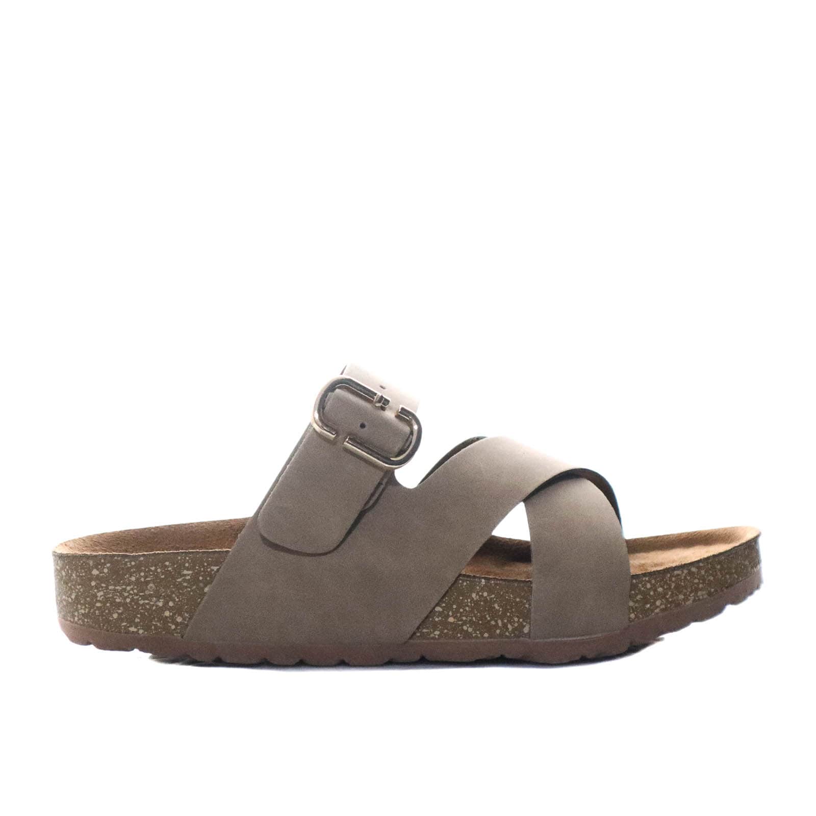 Sandalia plana taupe para mujer M34-Z620