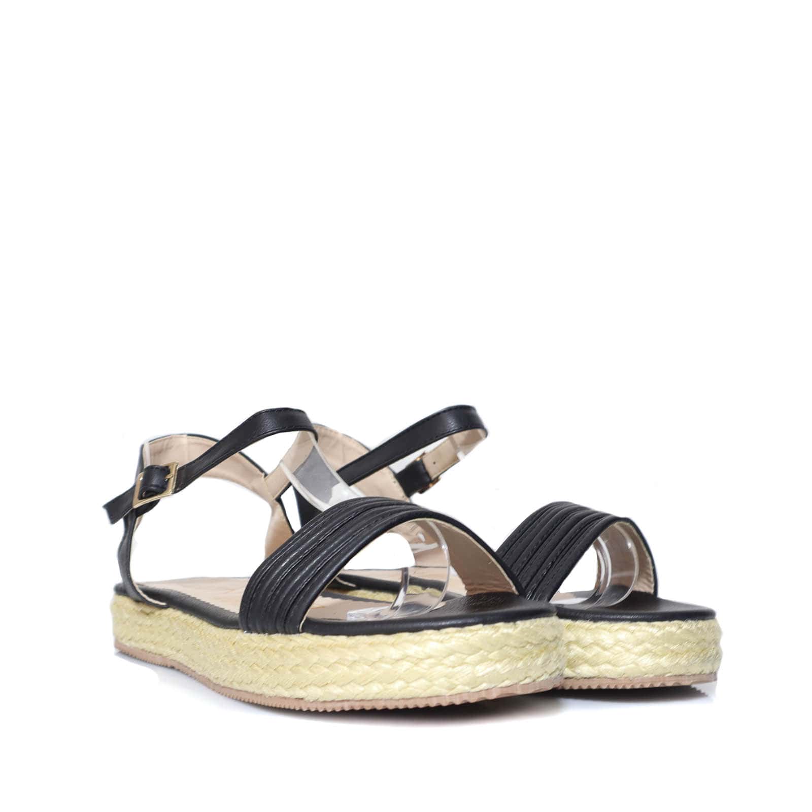 Sandalia plana negro para mujer M96-Z471