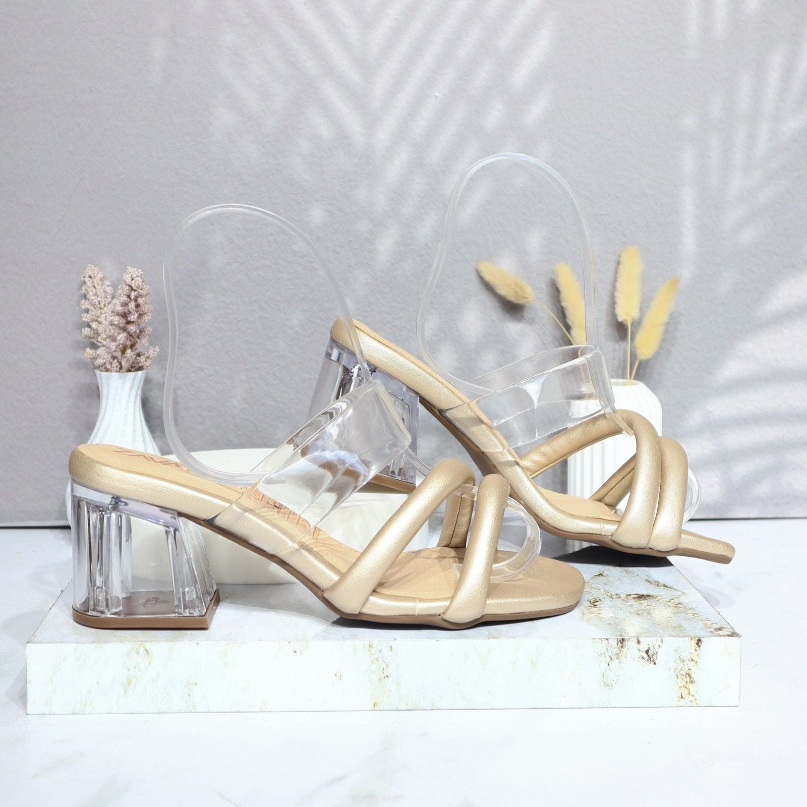 Sandalia tacon champaña para mujer N26-Z686