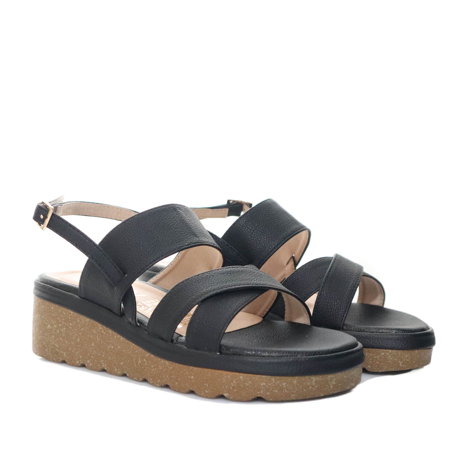 Sandalia plataforma baja negro para mujer P044-Z25