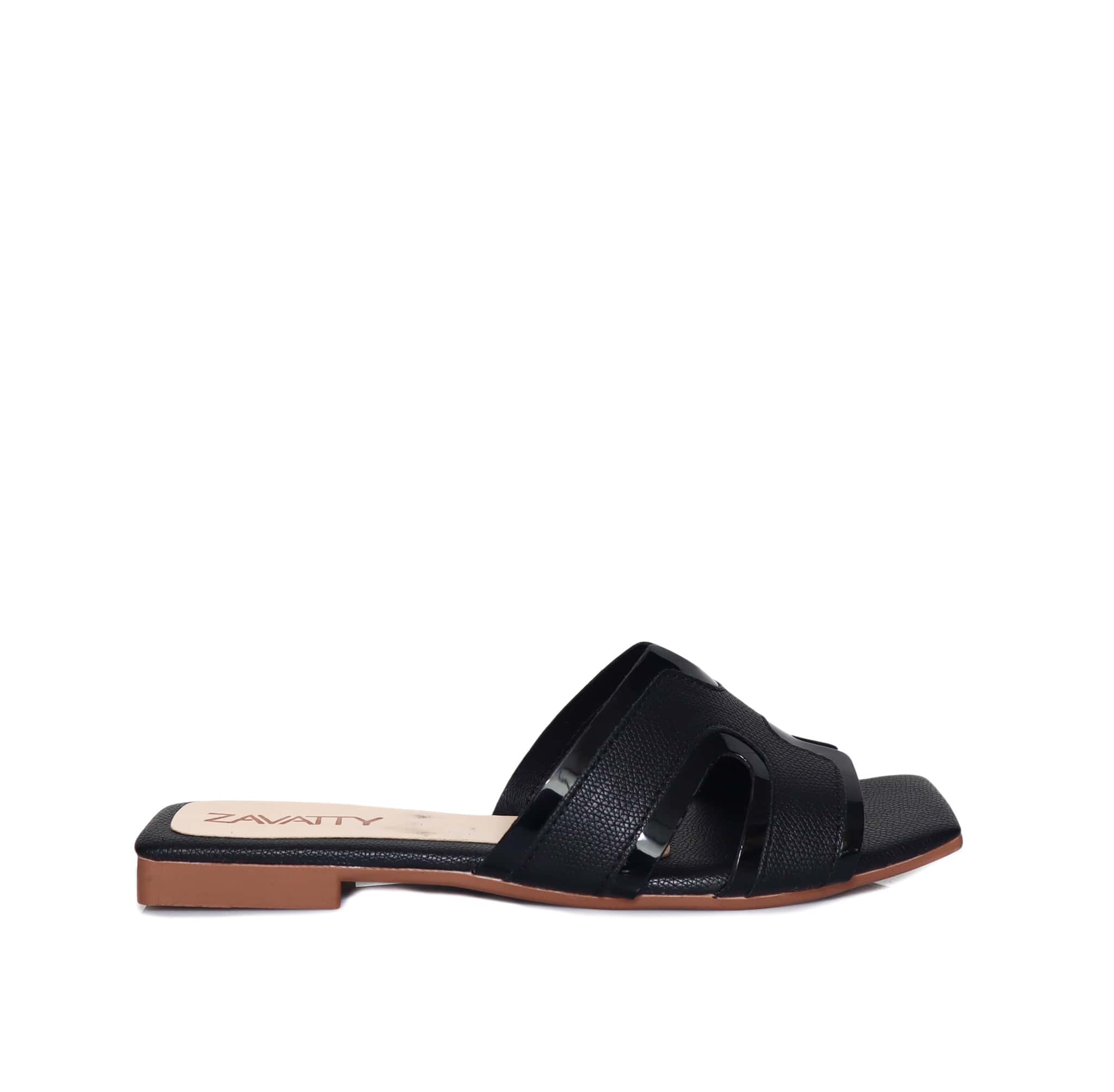 Sandalia plana negro x charol para mujer P282-Z84