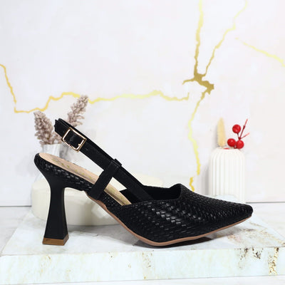 Sandalia tacon negro gravado para mujer T7013-Z134