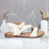 Sandalia plana talco cuero para mujer TL112-Z19