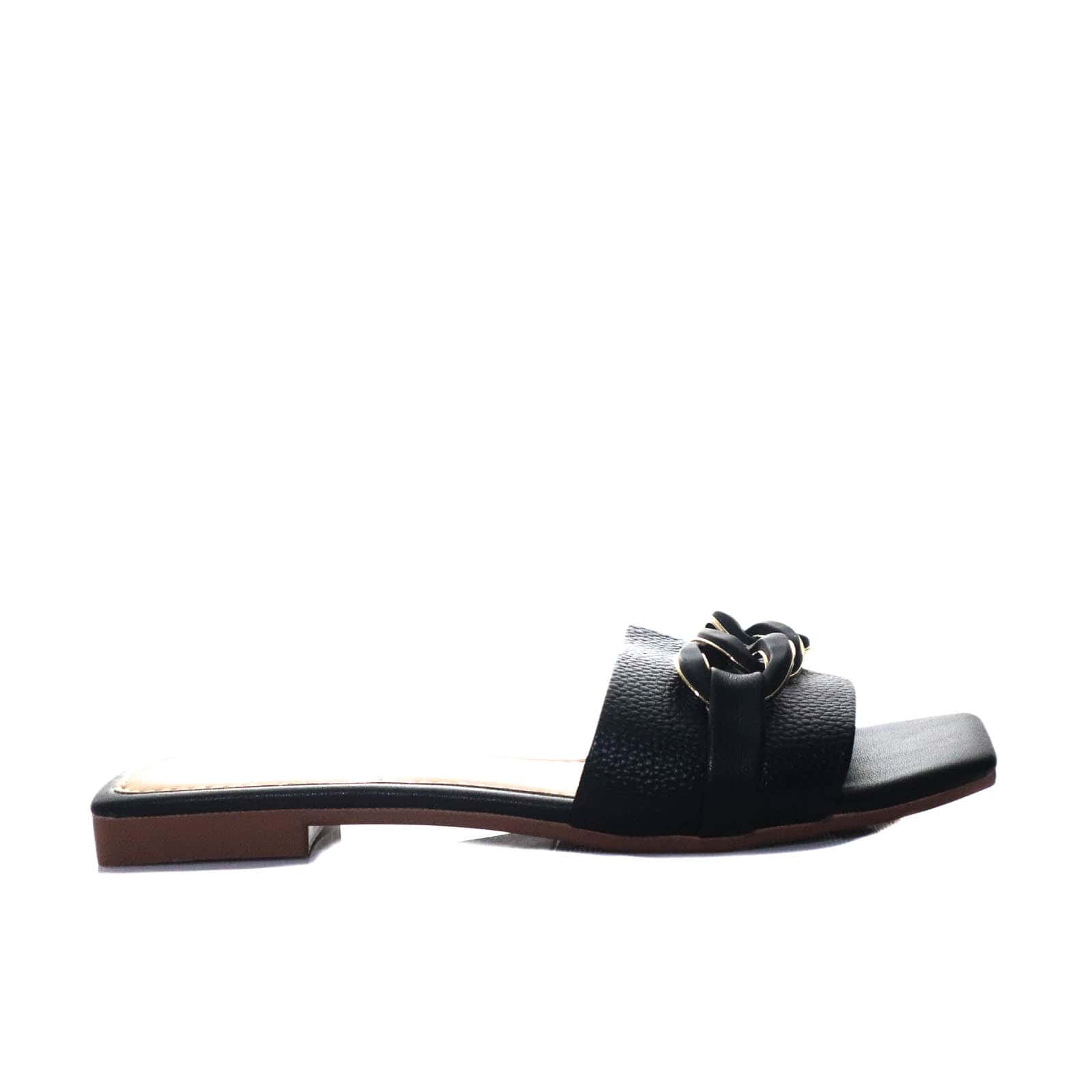 Sandalia plana negro para mujer V-H9-Z84