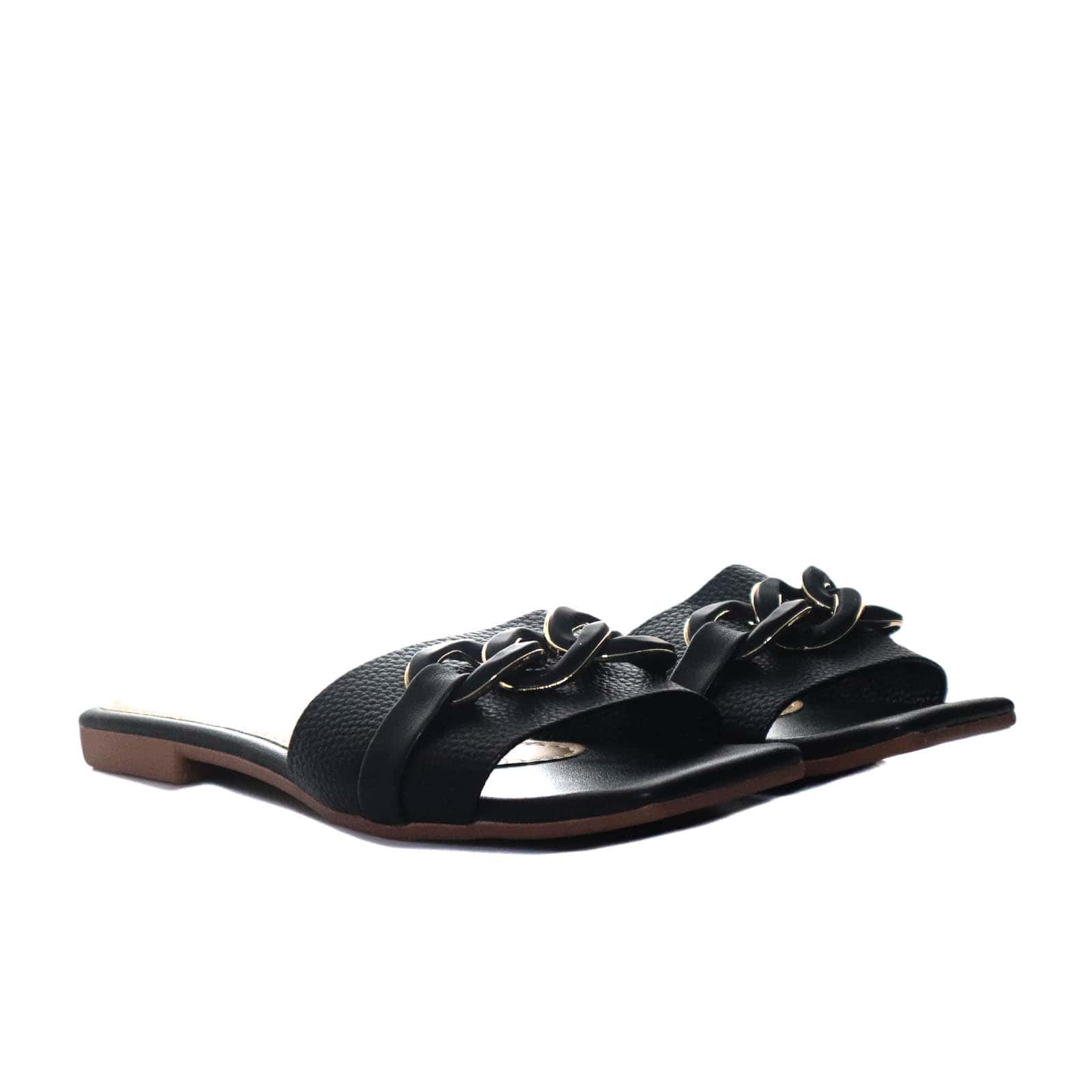 Sandalia plana negro para mujer V-H9-Z84