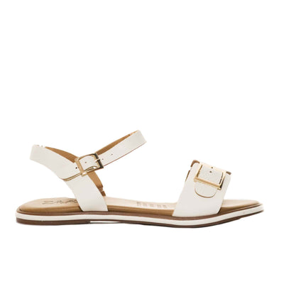 Sandalia plana talco gravado para mujer V1030-Z84