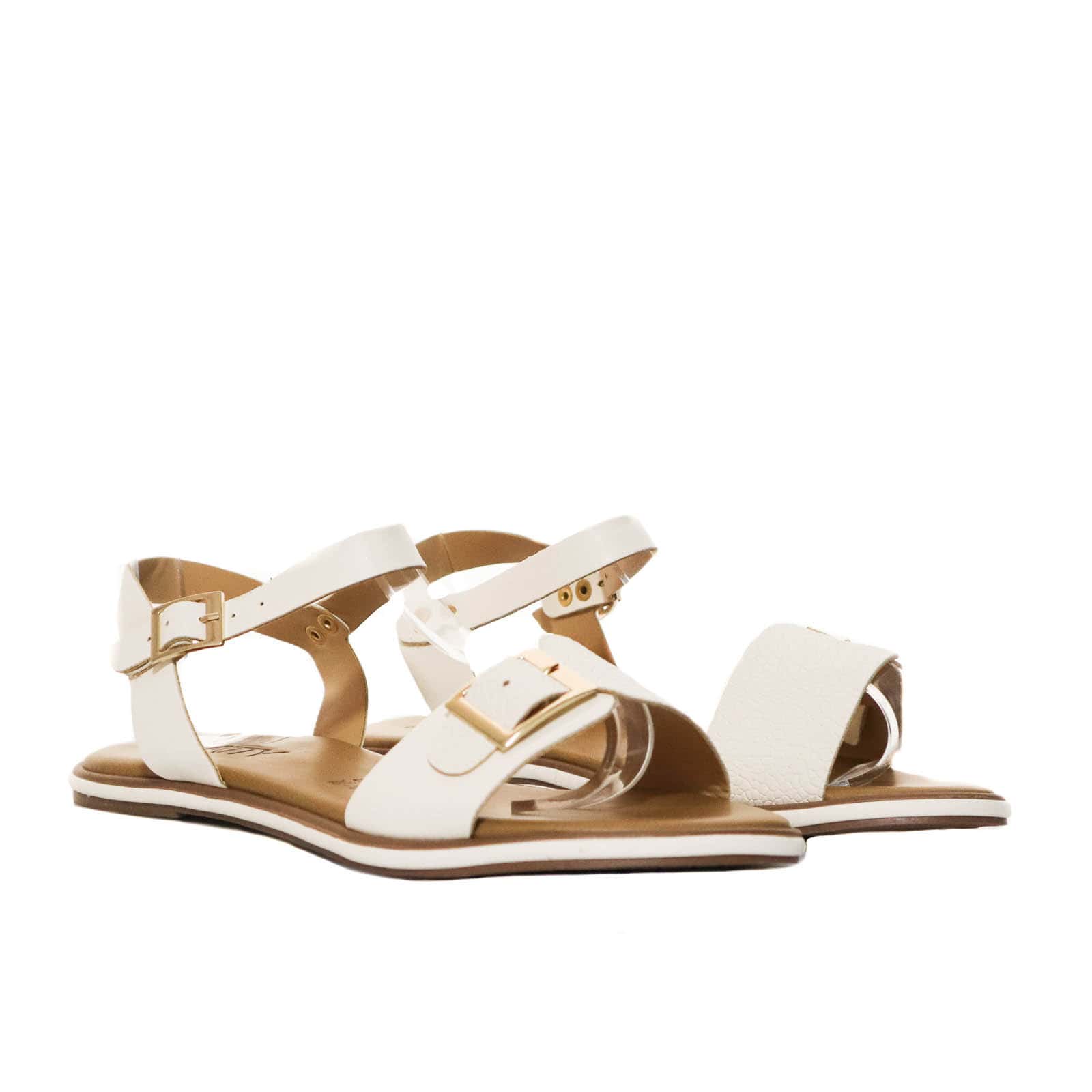 Sandalia plana talco gravado para mujer V1030-Z84