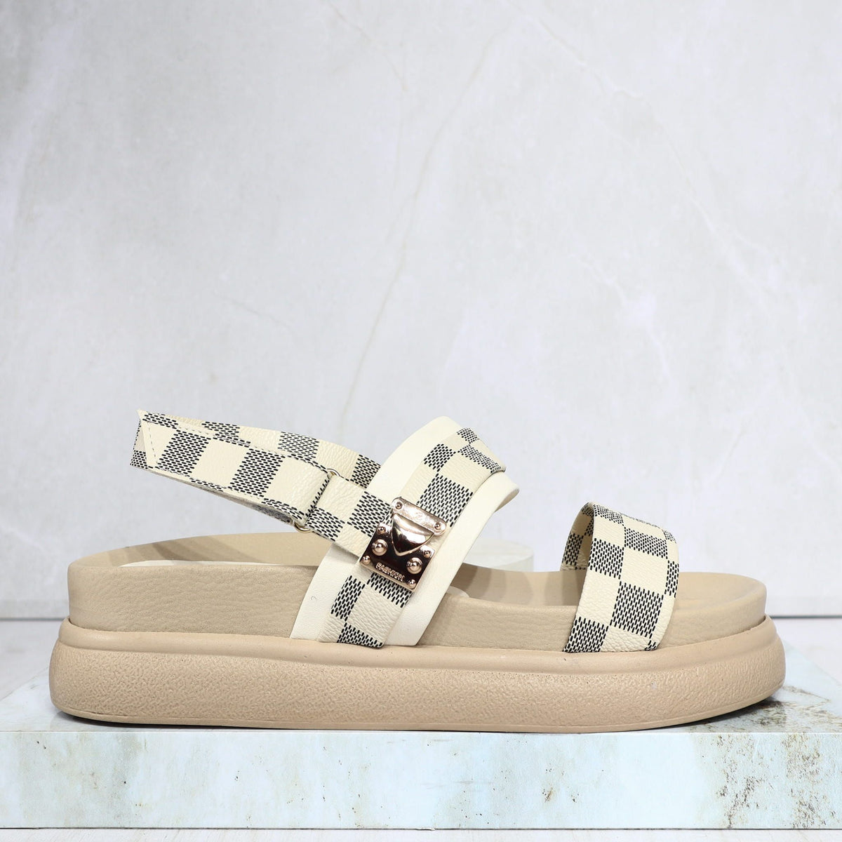 Sandalia canoa talco cuadros para mujer V933-Z84