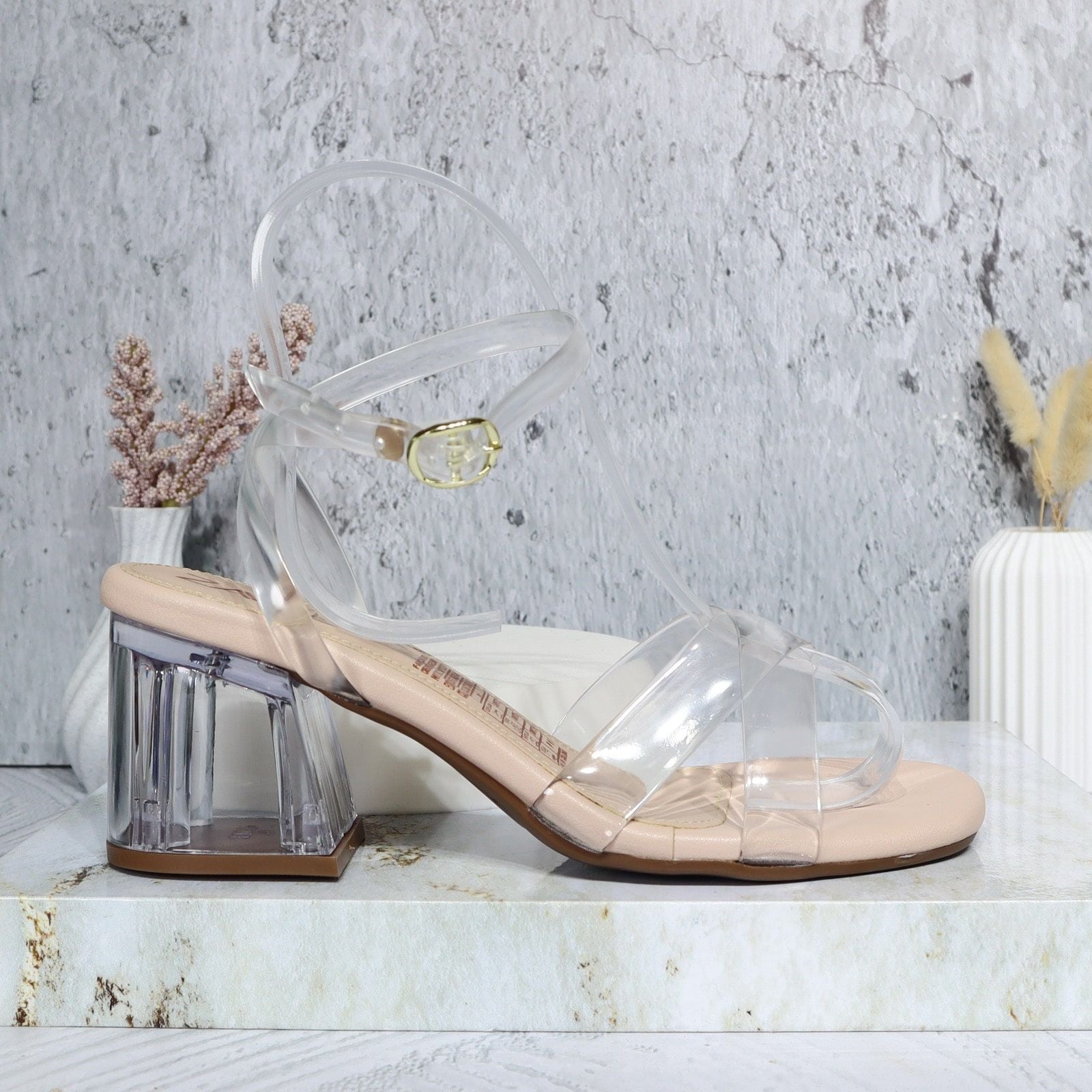 Sandalia tacon nude para mujer W05-Z471