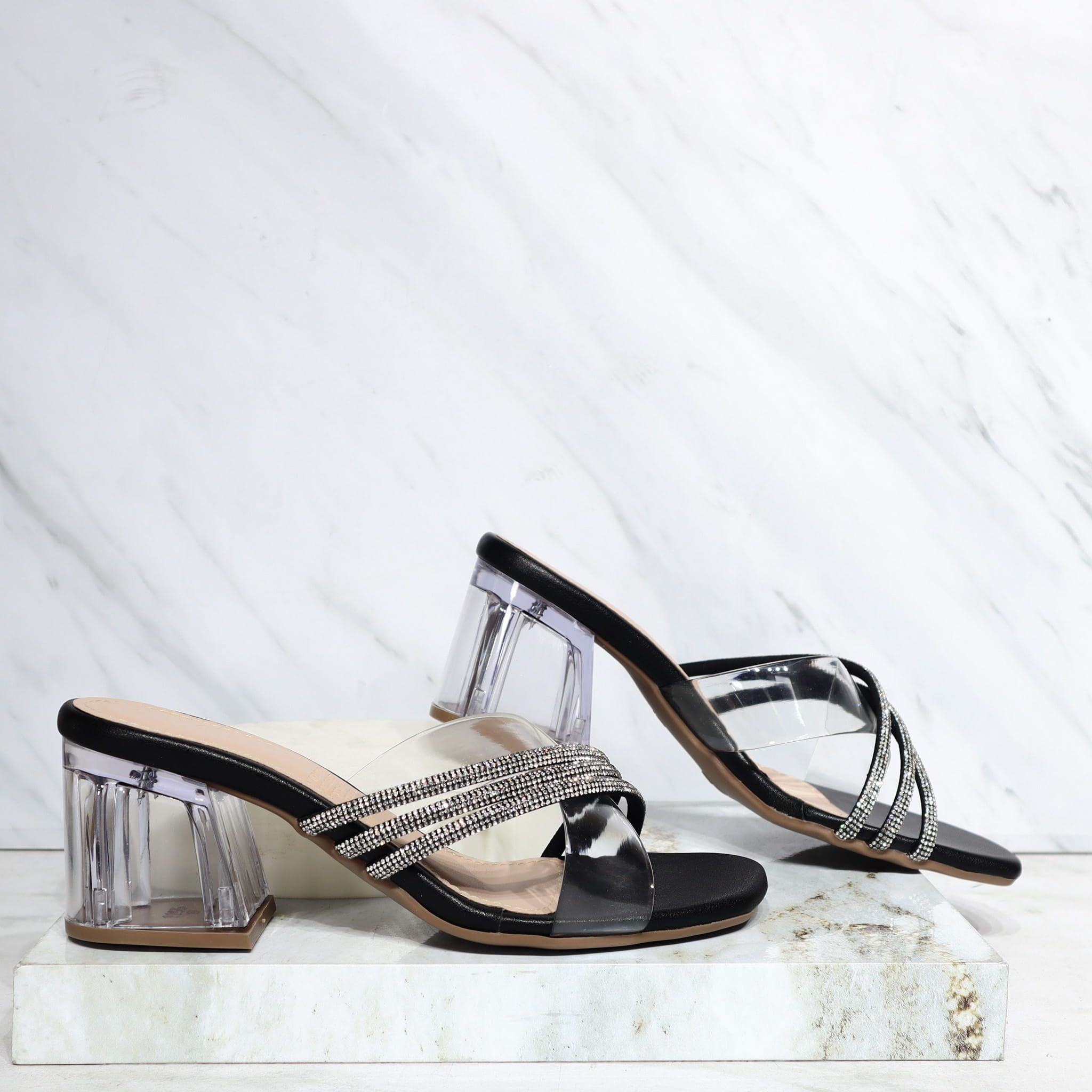 Sandalia tacon negro x murano para mujer W50-Z471