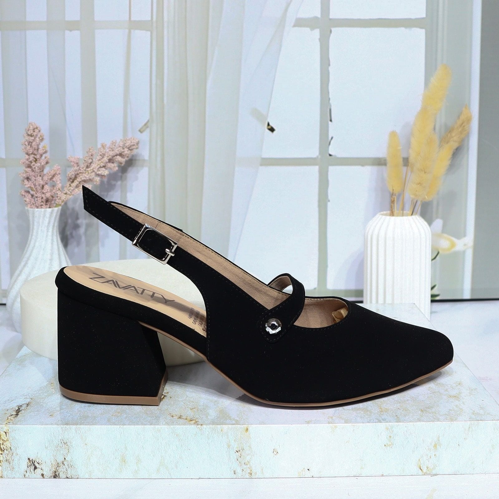 Tacon negro nobuck para mujer 5037-Z148