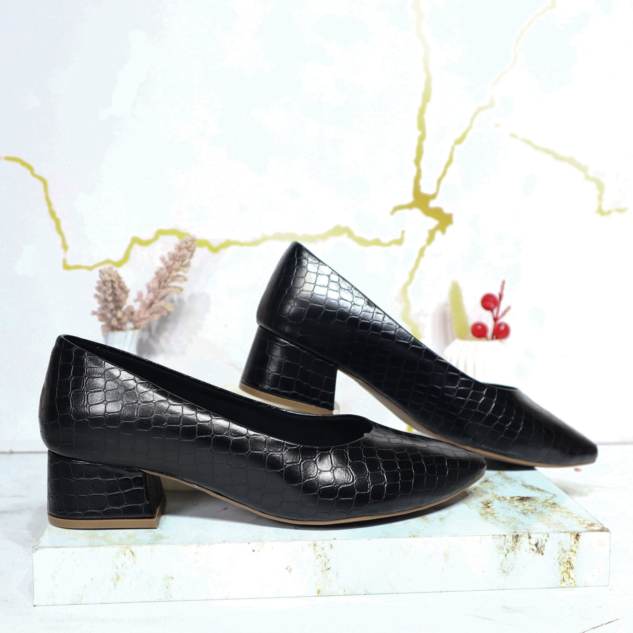 Tacon negro cocodrilo para mujer 3009-Z148