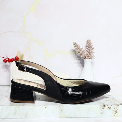 Tacon negro gravado para mujer 325126-Z132