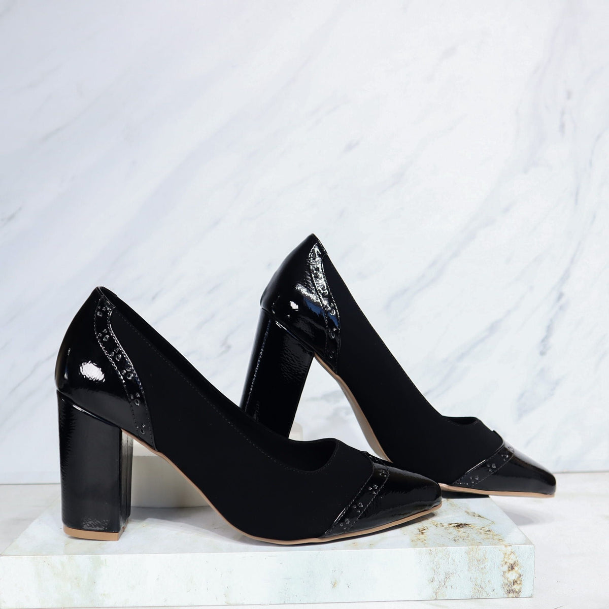 Tacon negro charol x nobuck para mujer 5052-Z148