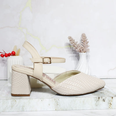 Tacon beige gravado para mujer 524139-Z132