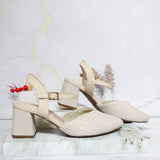 Tacon beige gravado para mujer 524139-Z132