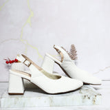Tacon blanco gravado para mujer 52585-Z132