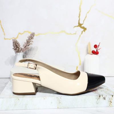 Baleta beige charol x negro charol para mujer AS294-Z610