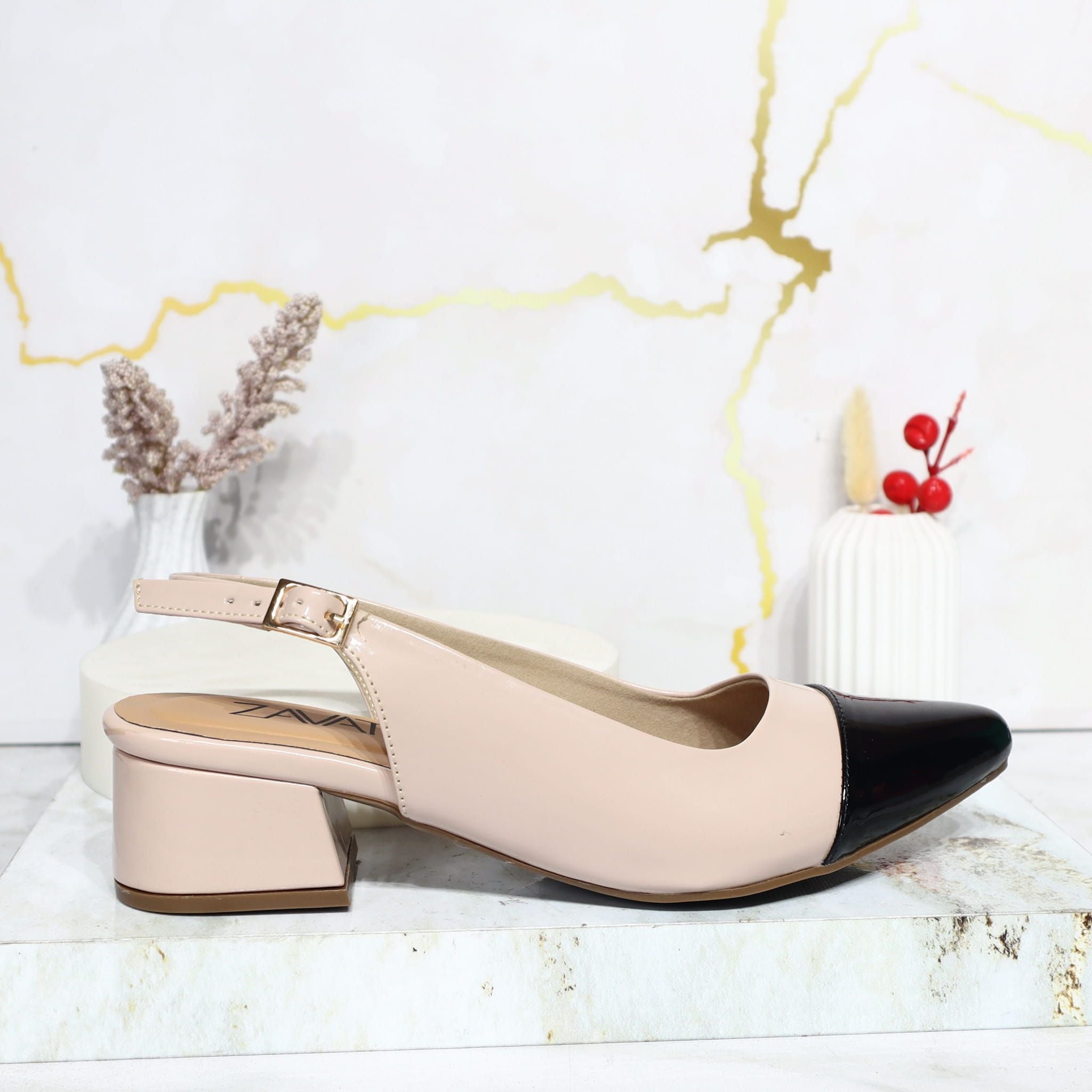Baleta nude charol x negro charol para mujer AS294-Z610
