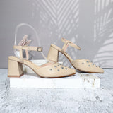 Tacon taupe cuero para mujer C01-1-Z522