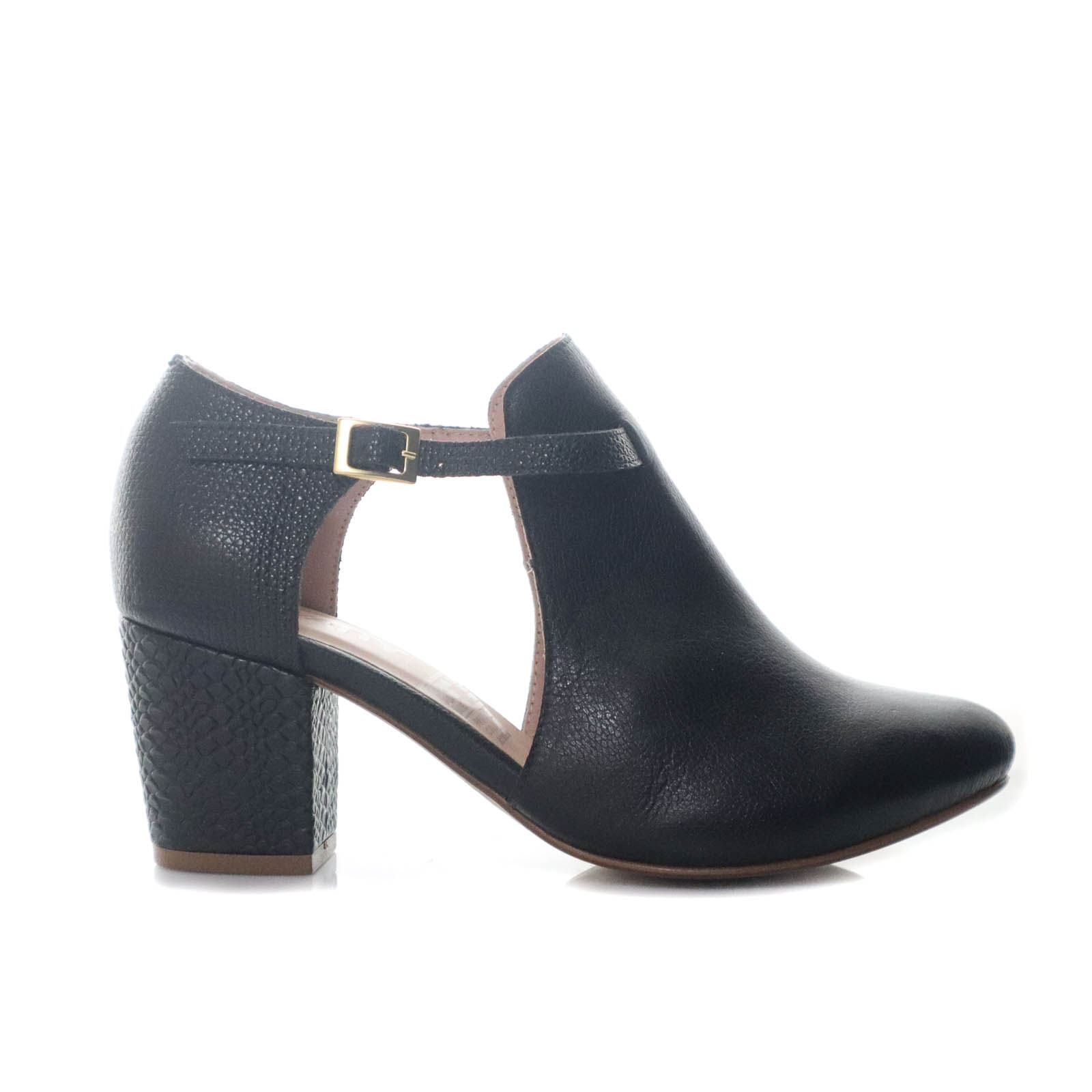 Tacon negro cuero para mujer H-MILENA
