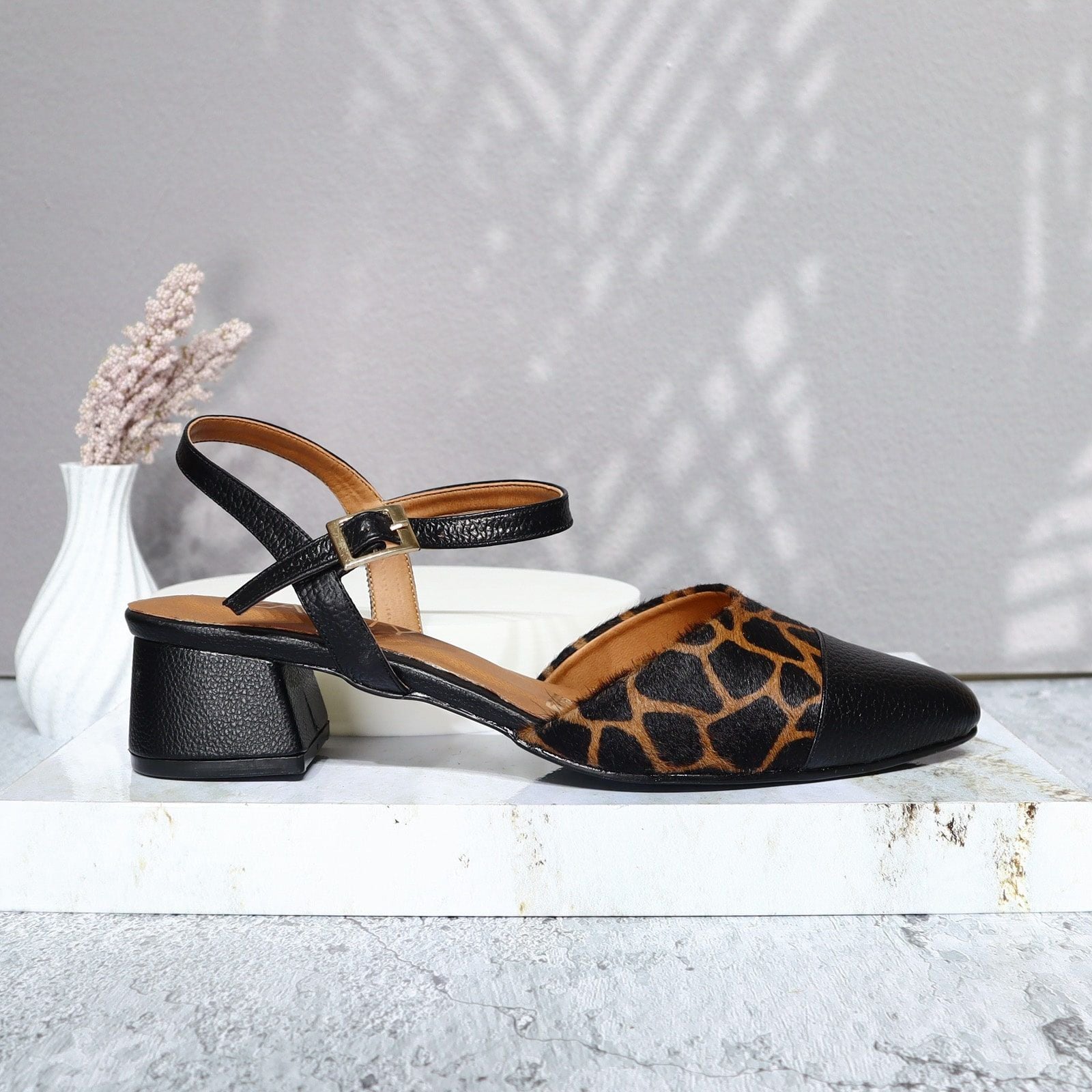 Baleta negro x pelo cuero para mujer P30-Z06