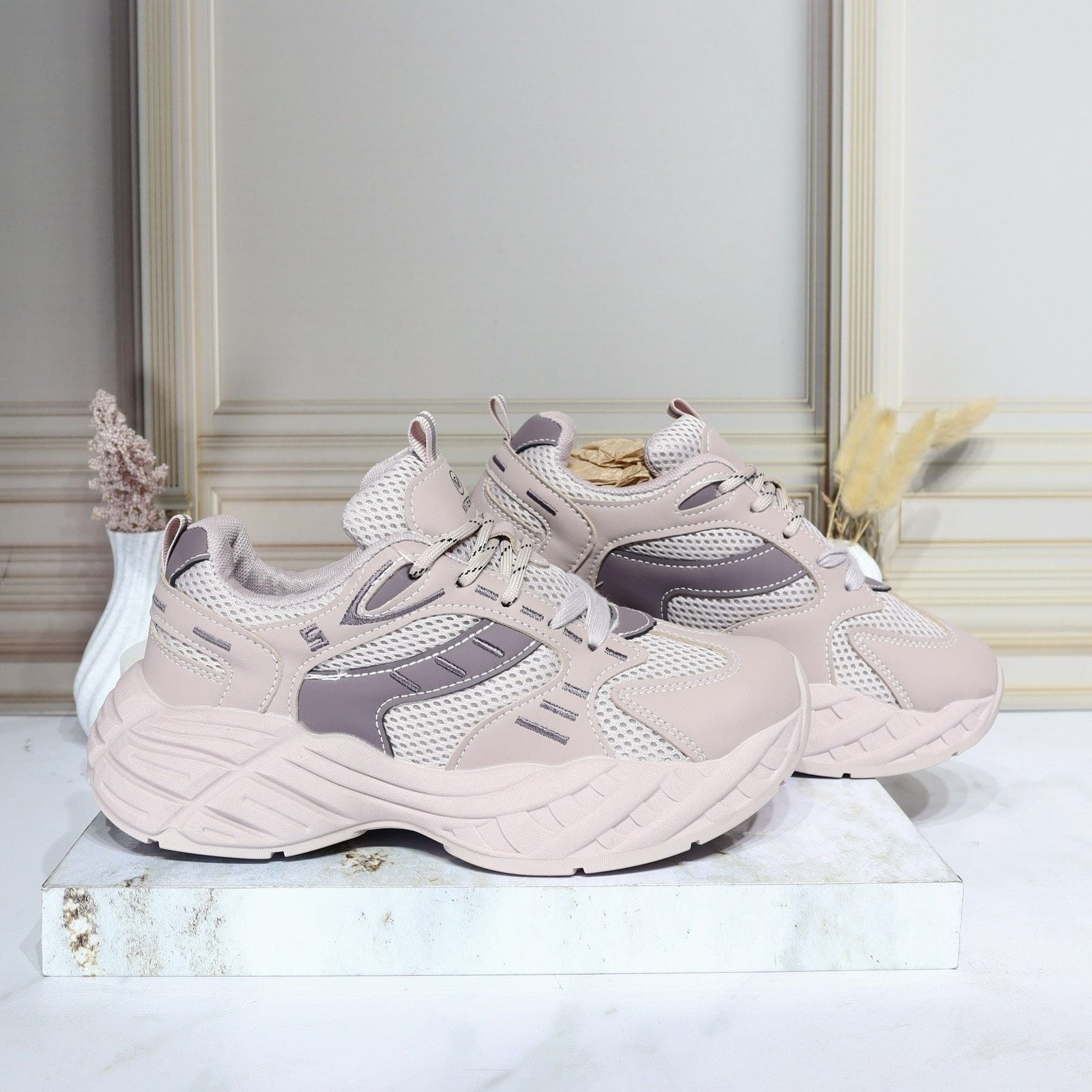Tenis beige x lila para mujer 125-Z329