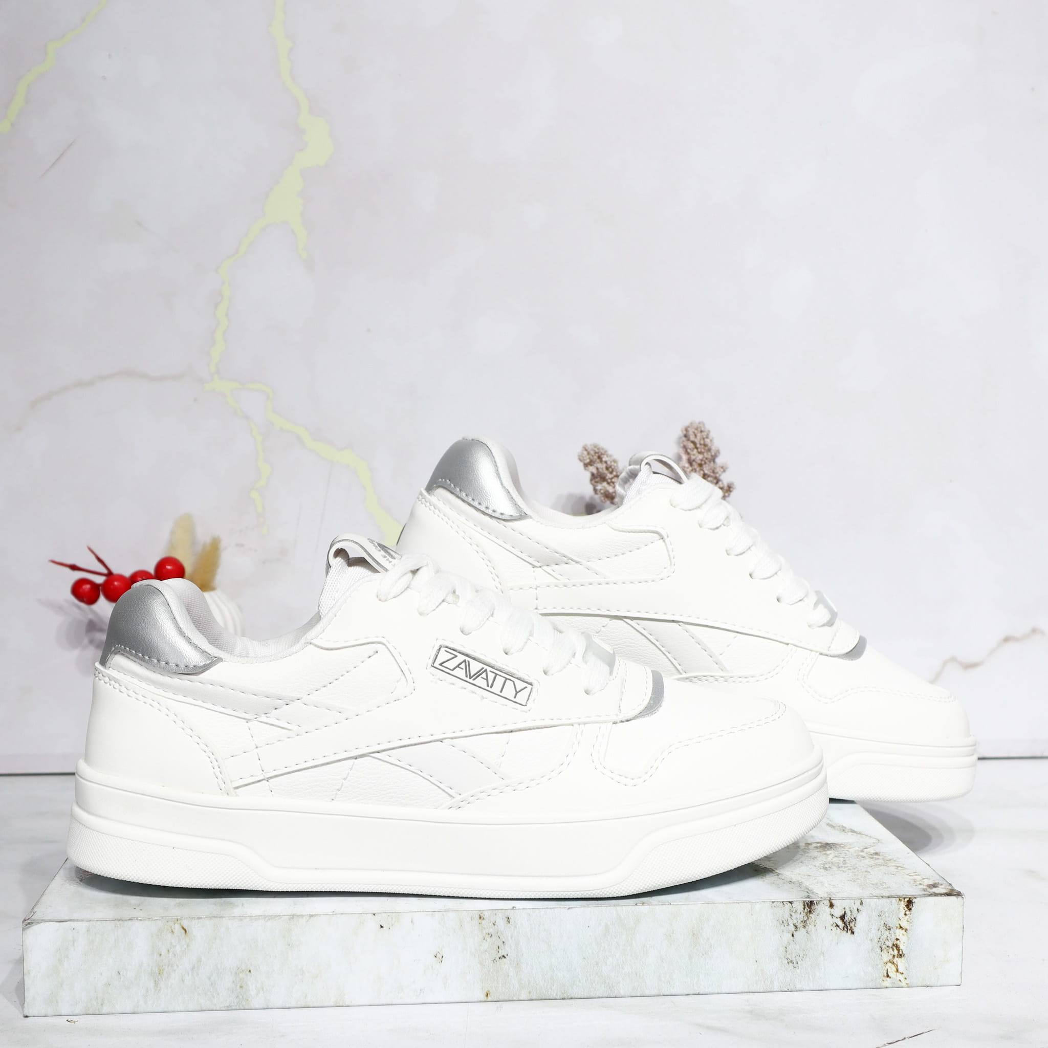 Tenis blanco x plata para mujer 1888-Z273