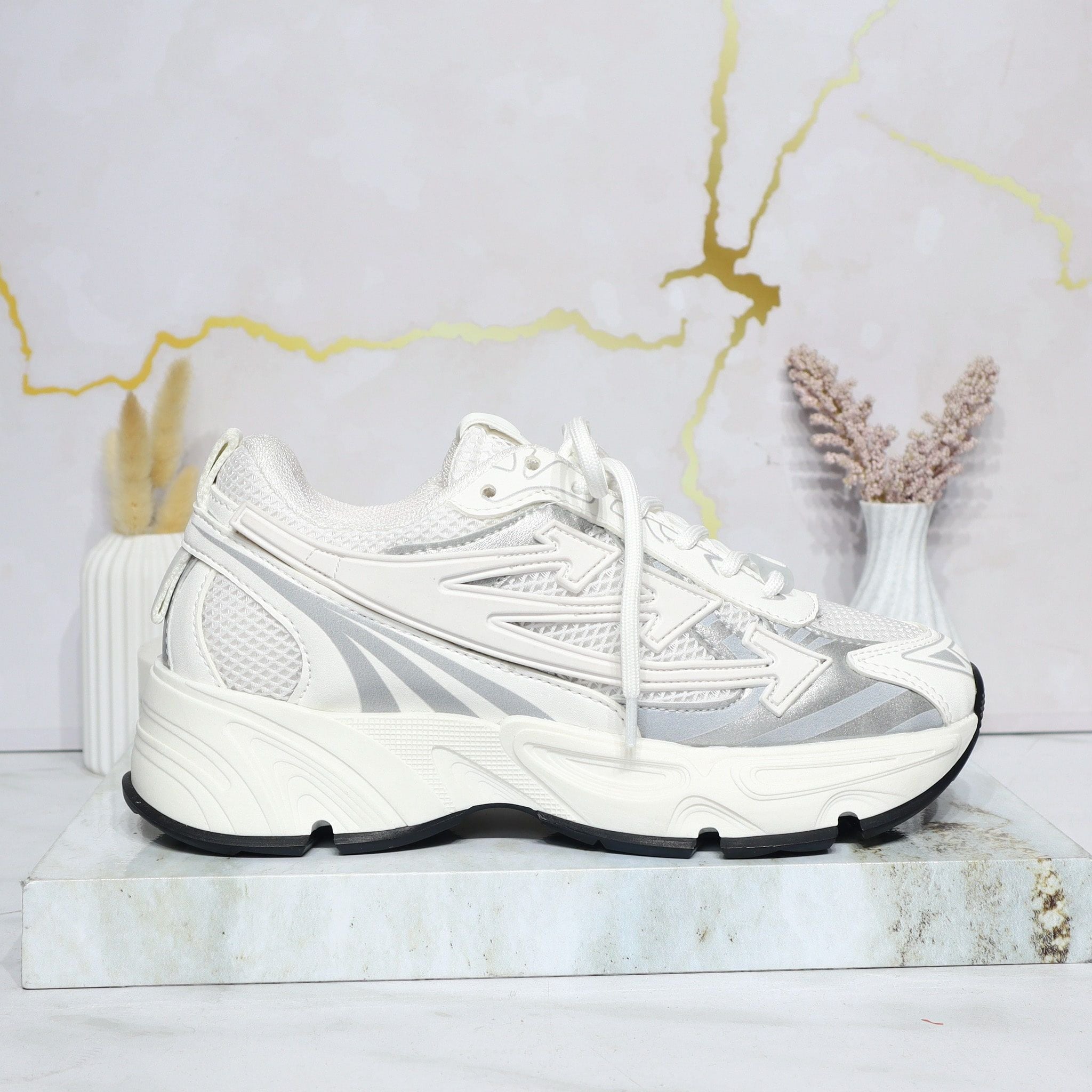 Tenis blanco x plata para mujer 193-Z287