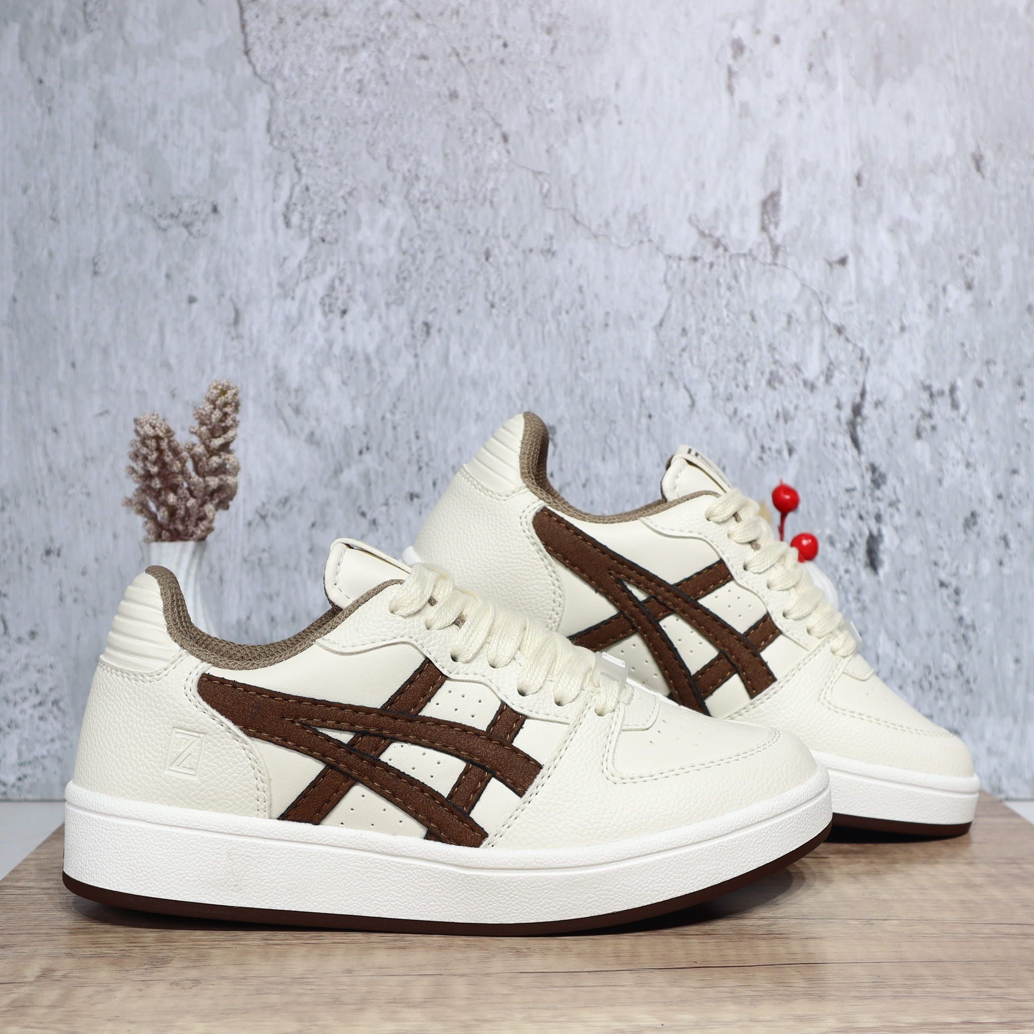 Tenis beige x cafe para mujer 239-Z273