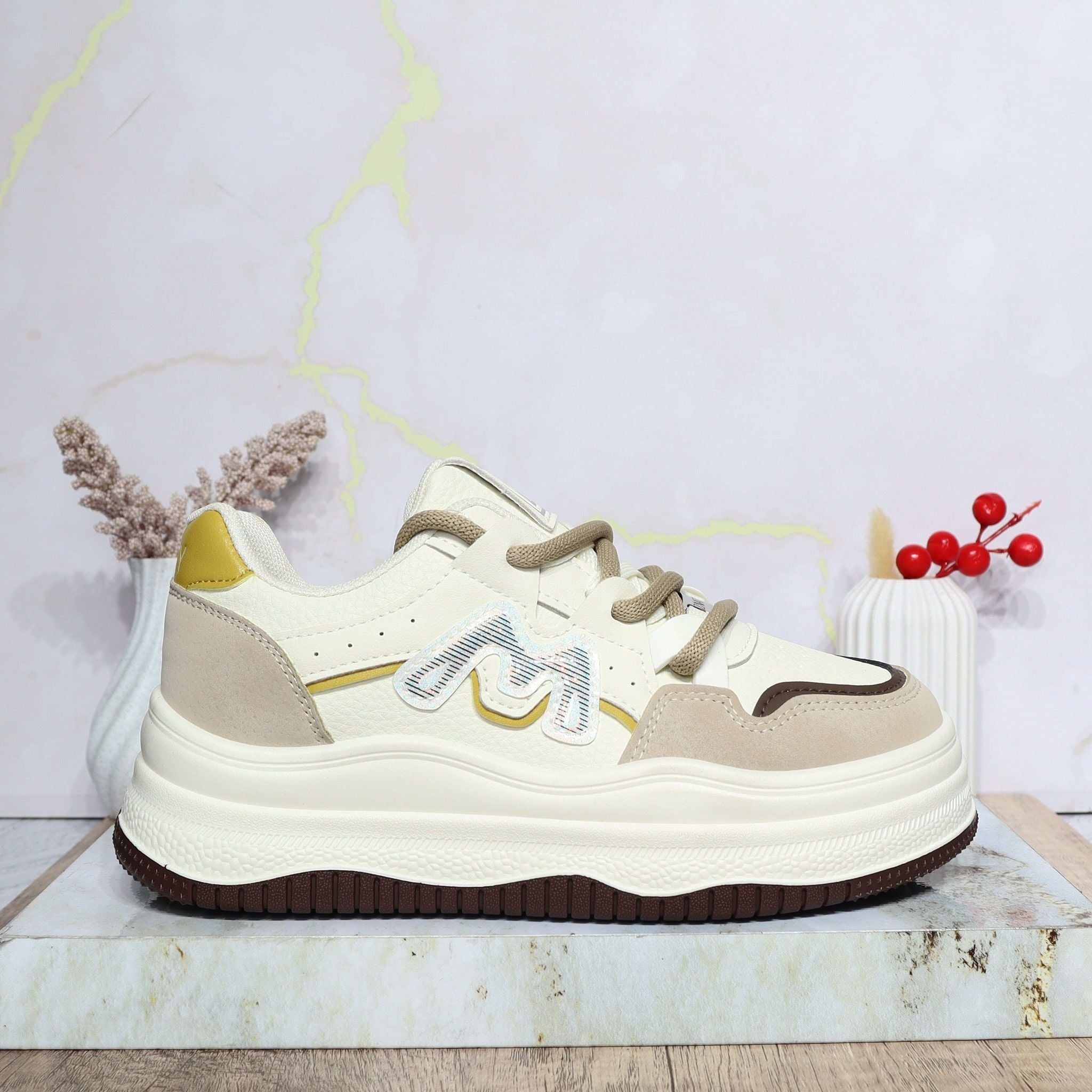 Tenis blanco x amarillo para mujer 25053-Z477