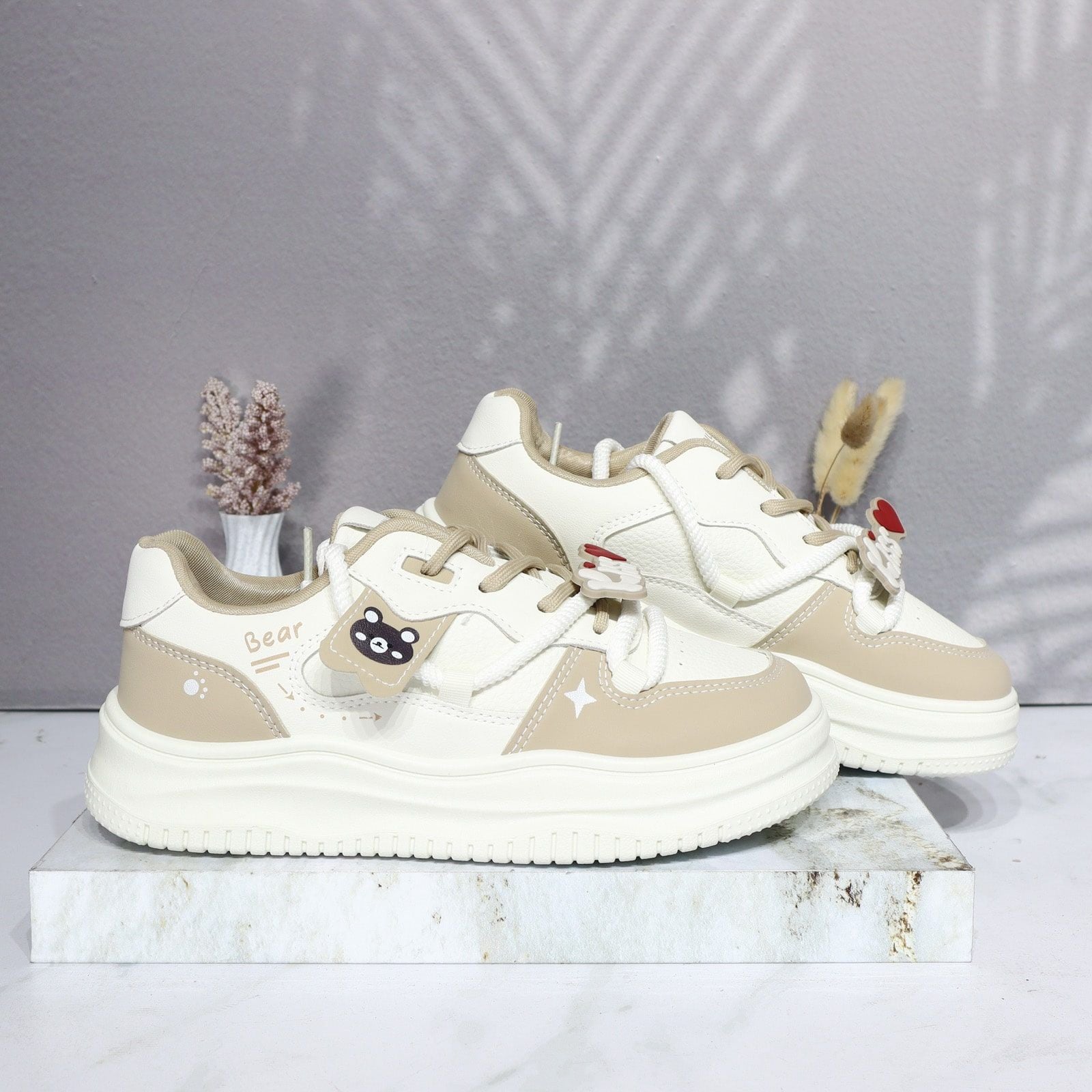 Tenis blanco x kaki para mujer 2584-Z786