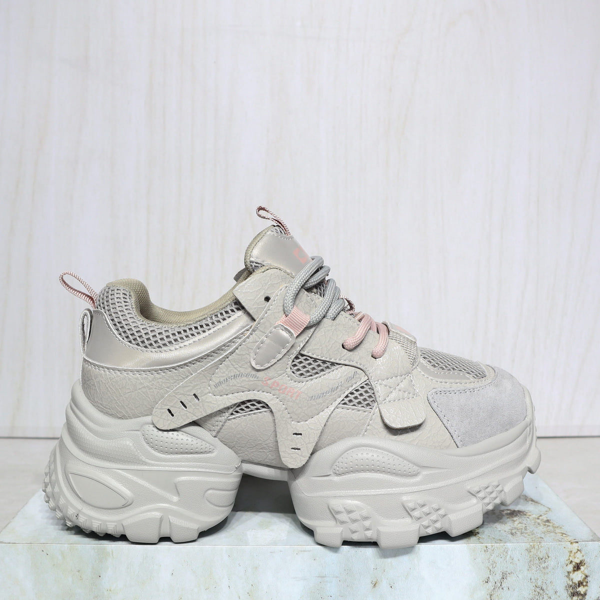 Tenis gris x rosa para mujer 2587-Z631