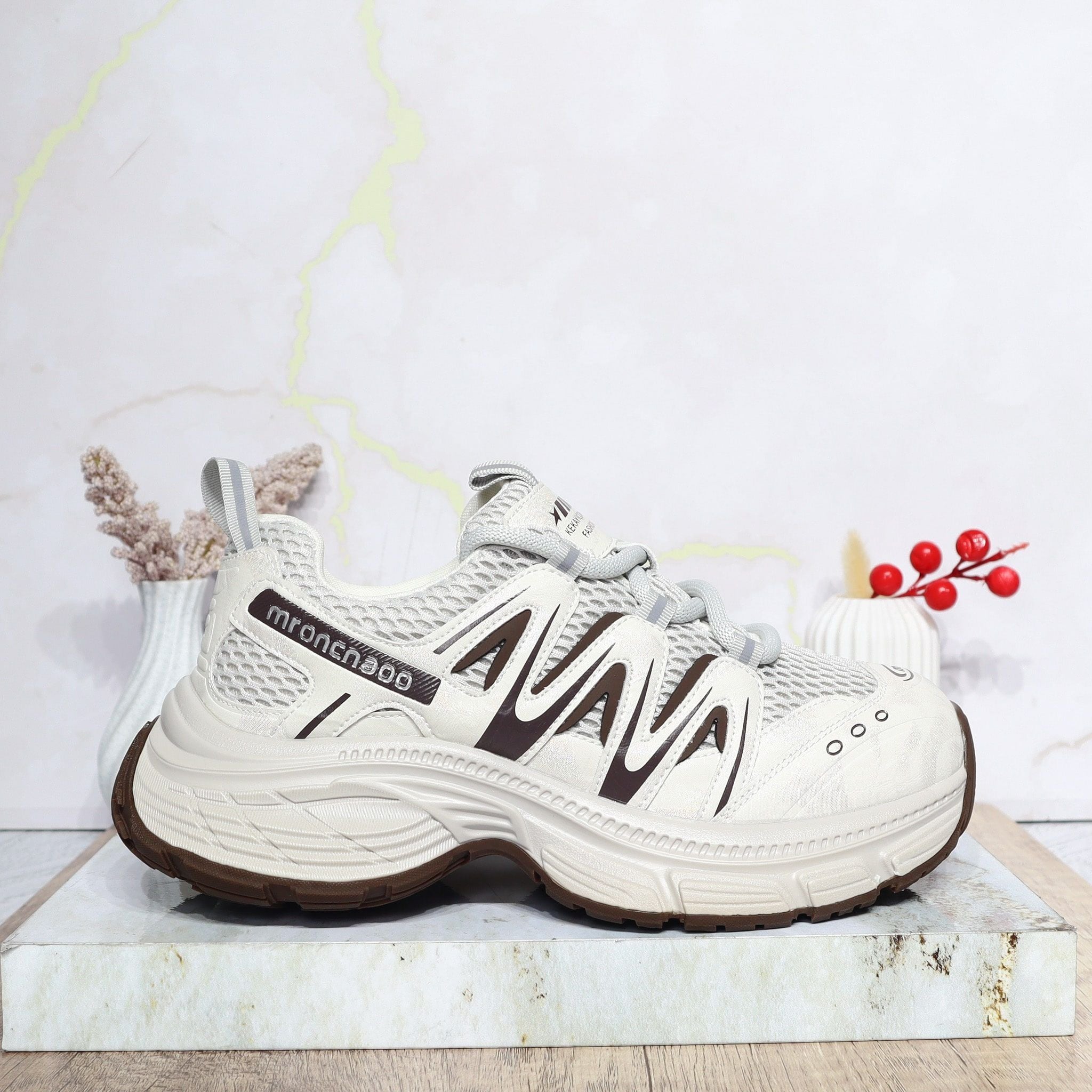 Tenis beige x cafe para mujer 2588-Z631