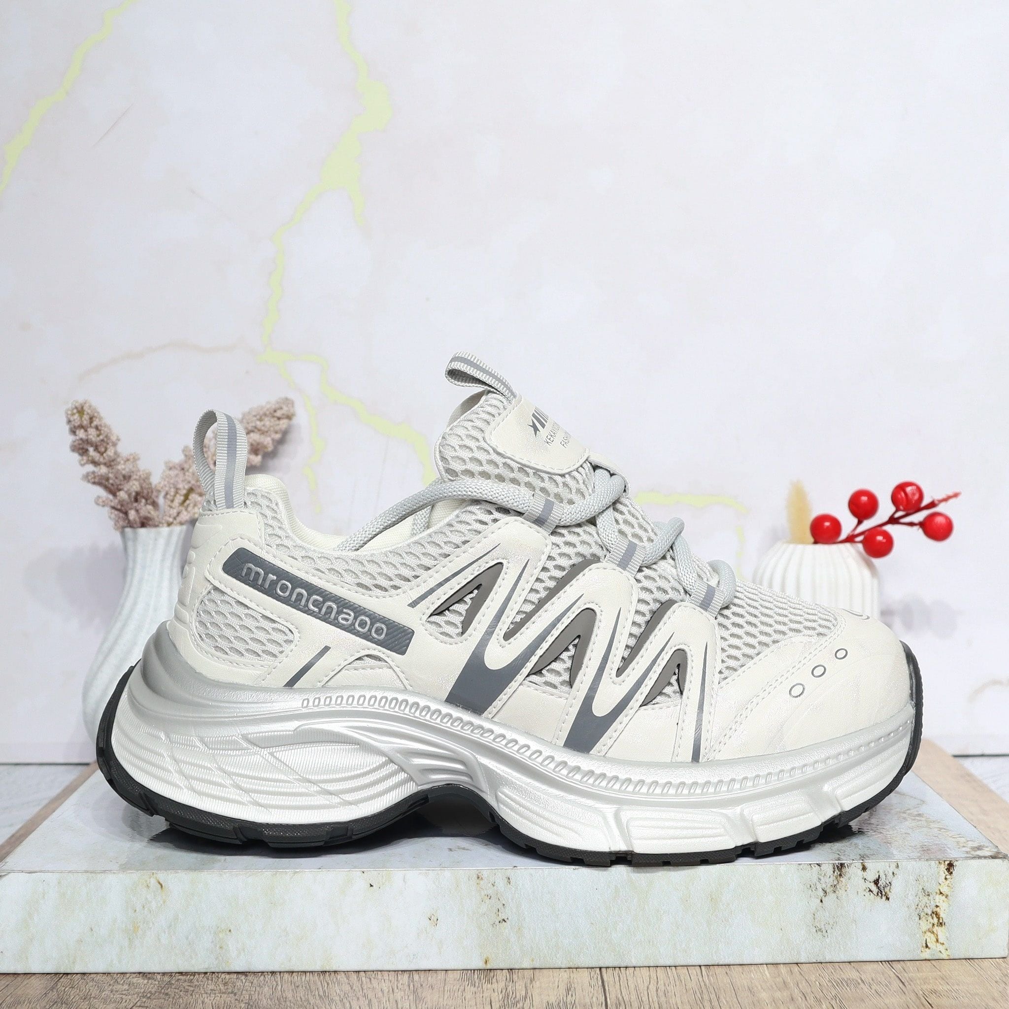 Tenis beige x gris para mujer 2588-Z631