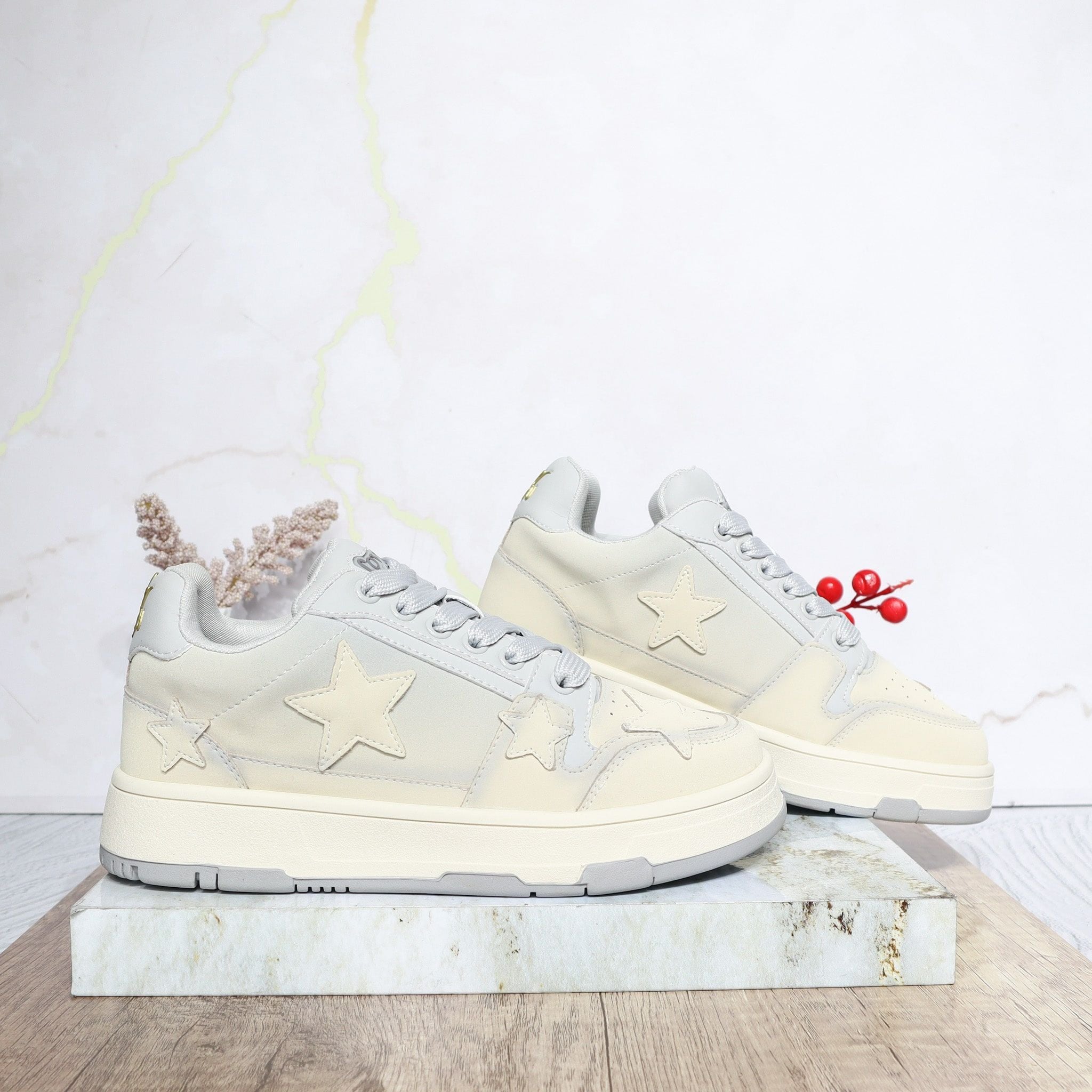 Tenis beige x gris para mujer 2589-Z631