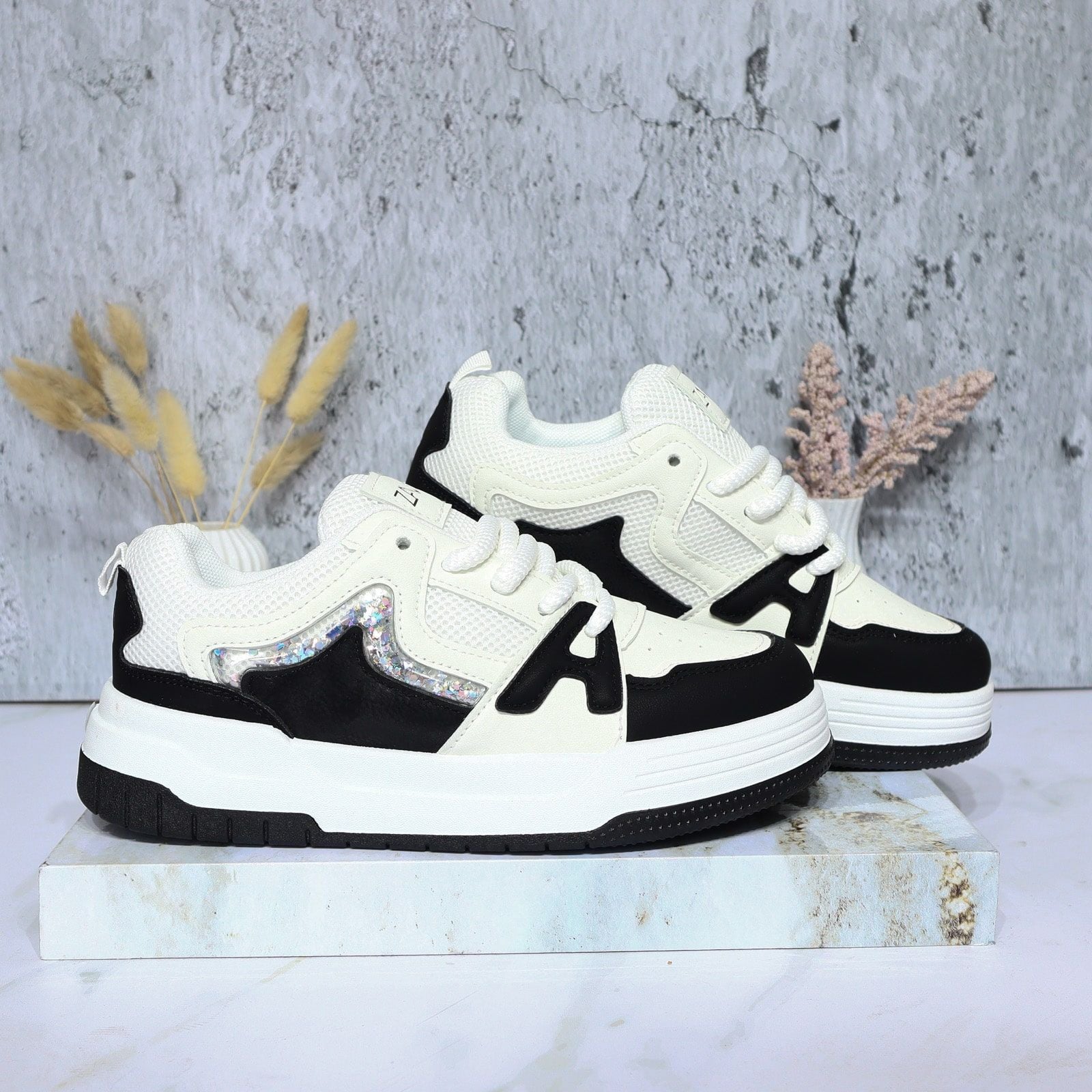 Tenis blanco x negro para mujer KF07-Z477