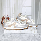 Tenis plata x blanco ostra cuero para mujer W190-Z495