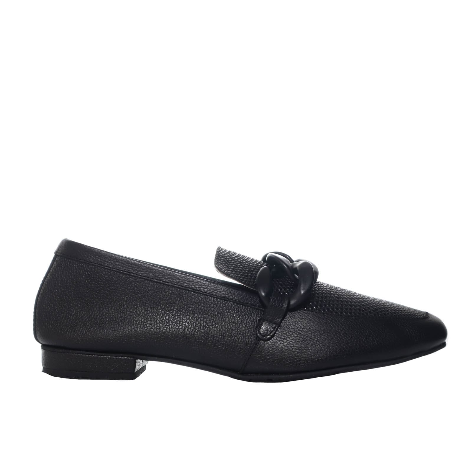 Baleta negro cuero para mujer H-ELA