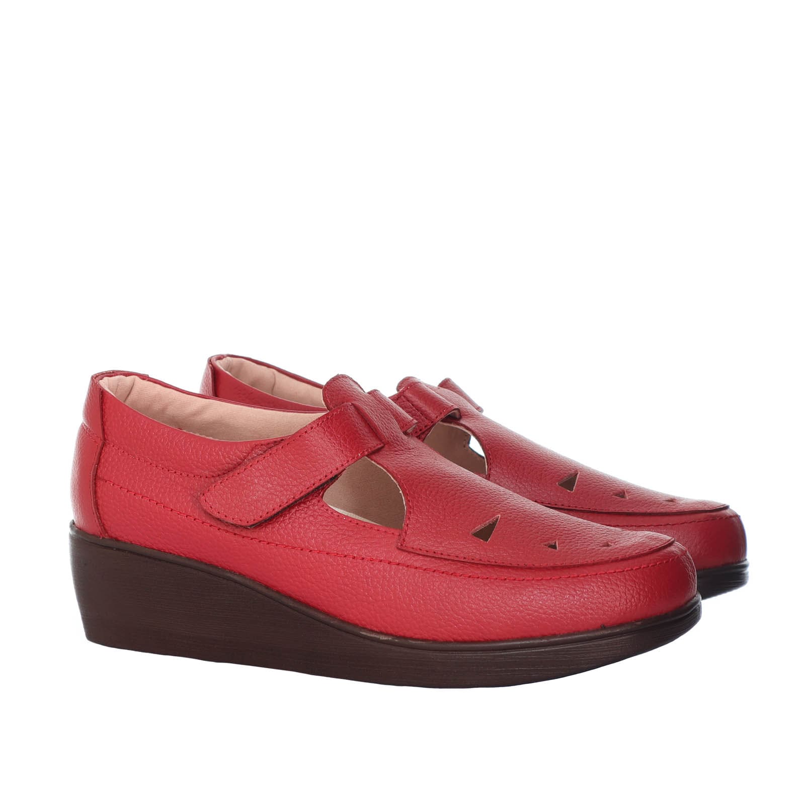 Mocasin rojo cuero para mujer H-LEIDY