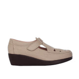 Mocasin taupe cuero para mujer H-LEIDY
