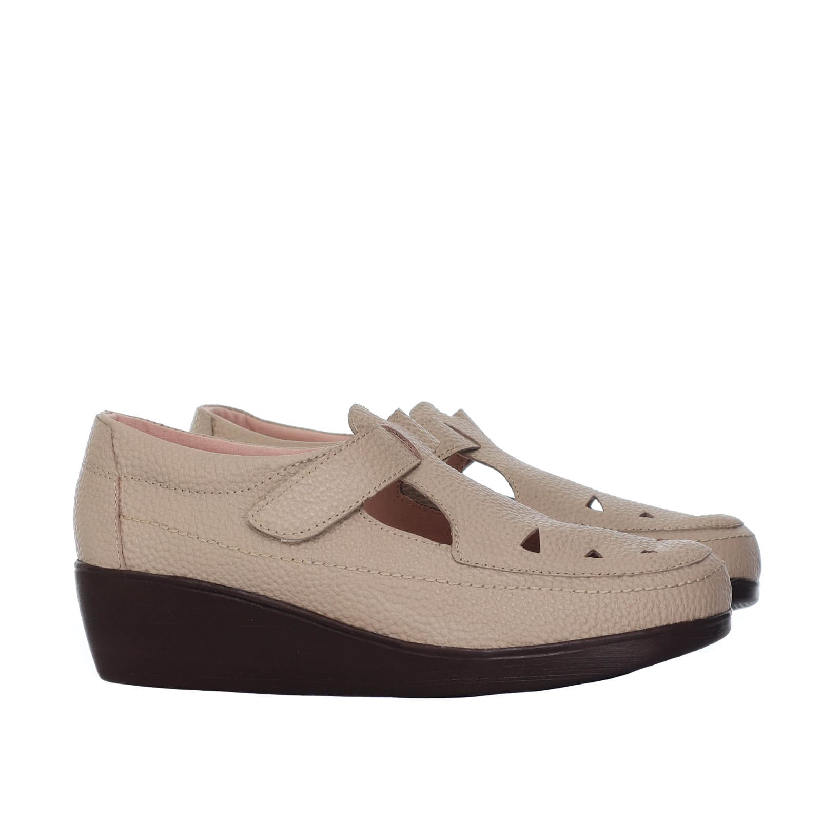 Mocasin taupe cuero para mujer H-LEIDY