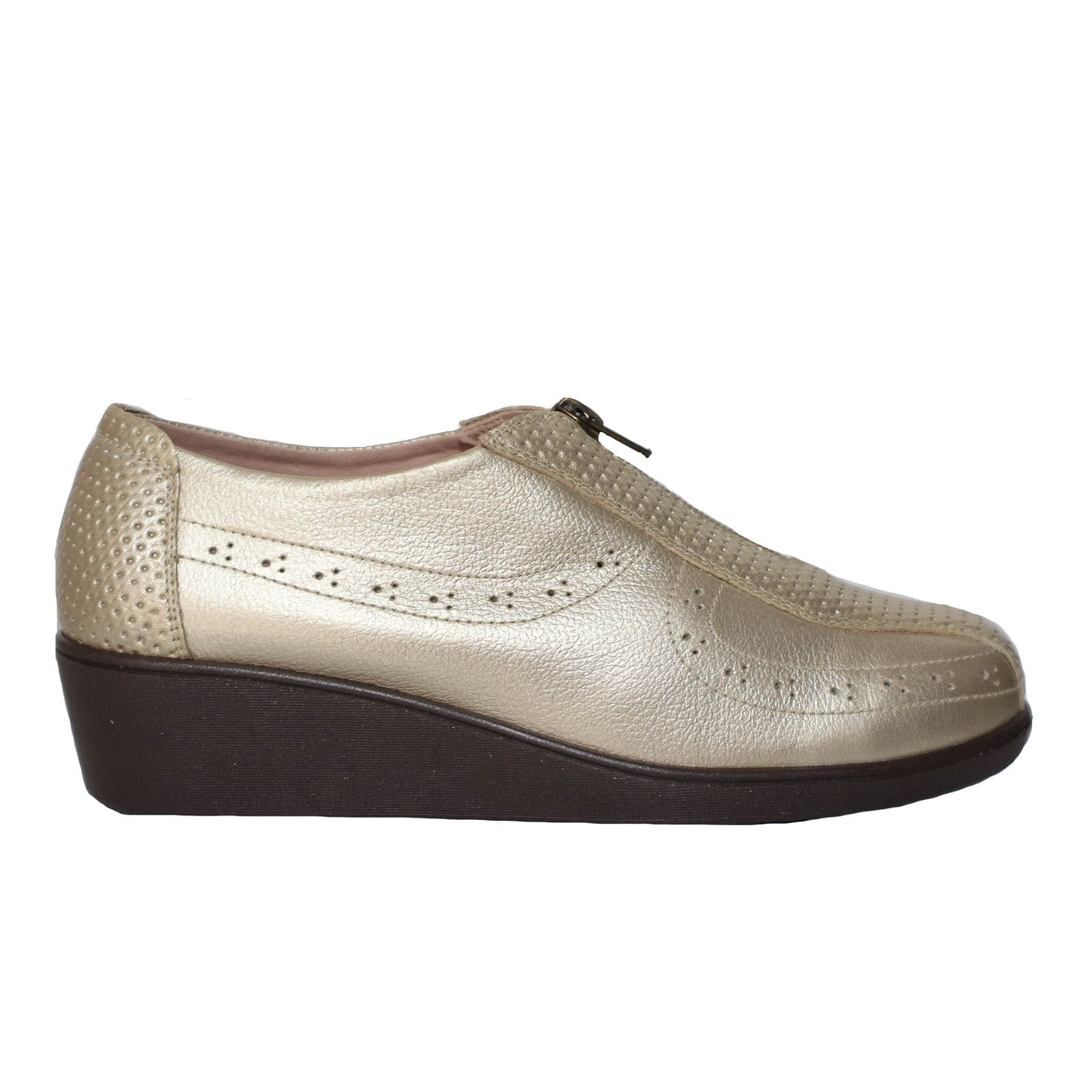 Mocasin oro cuero para mujer H-ANDREA