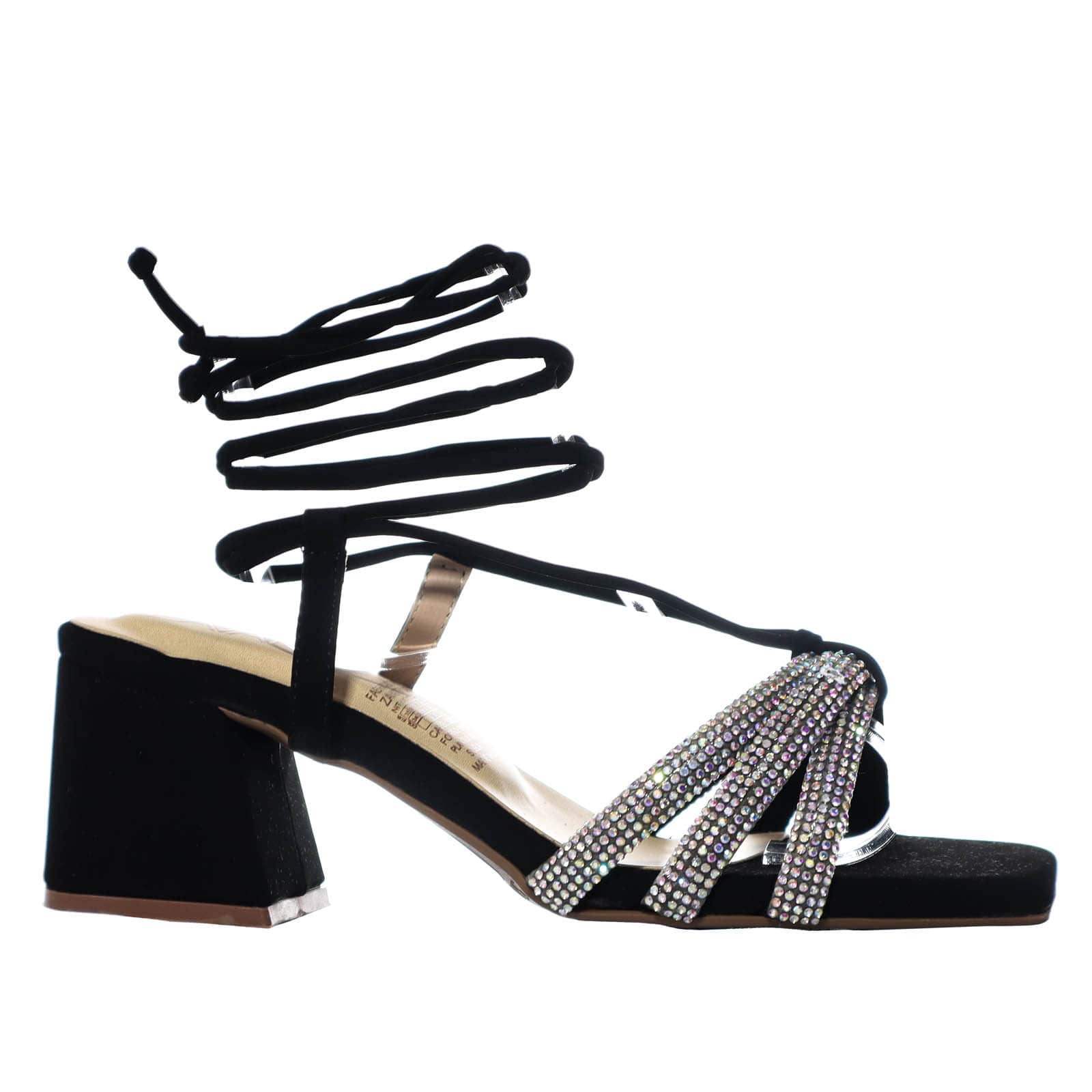 Sandalia tacon negro nobuck para mujer 1608-Z562