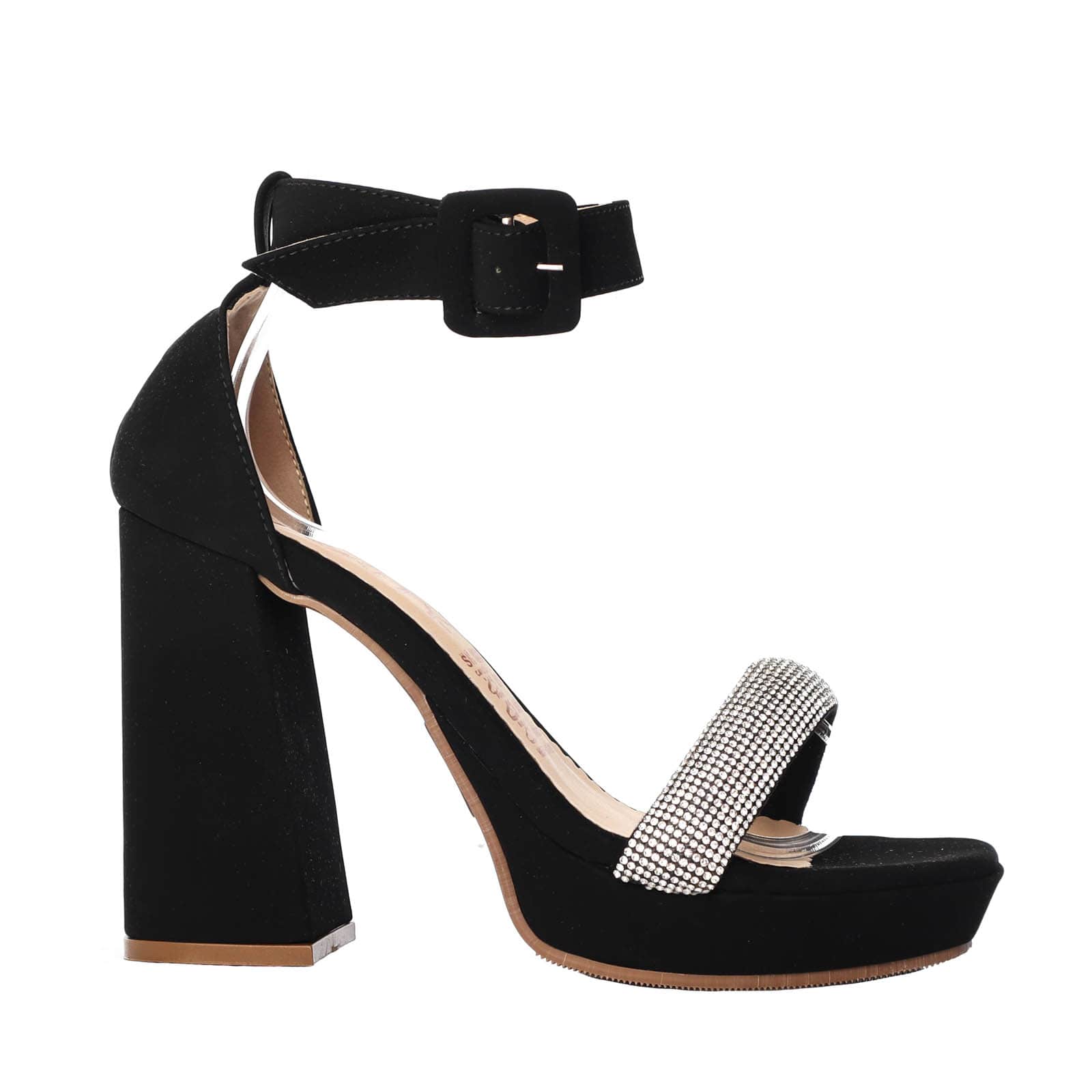 Sandalia tacon negro nobuck para mujer 2594-Z148